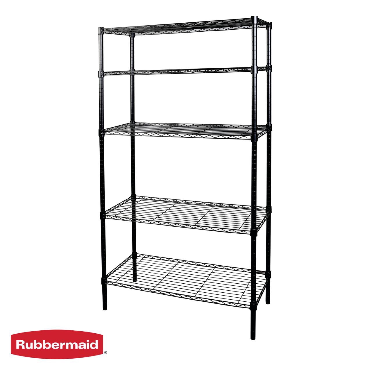 Rubbermaid Heavy Duty 5-Tier Chrome Wire Shelving Unit, 1250lb Capacity