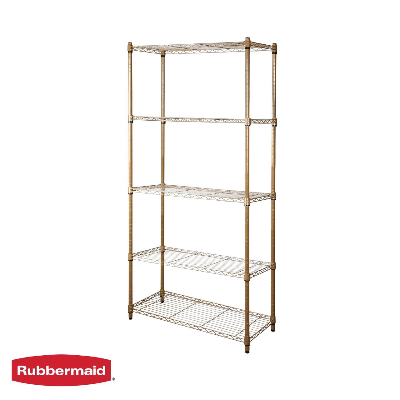 Rubbermaid EstanterÃ­a de Alambre Dorado Resistente de 5 Niveles, Capacidad de 1250 Lb