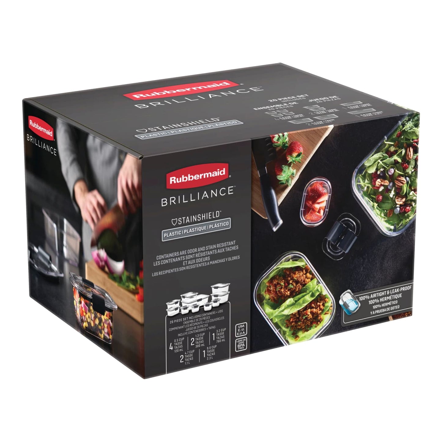 Rubbermaid Brilliance Food Storage Container Set, 20 Piece