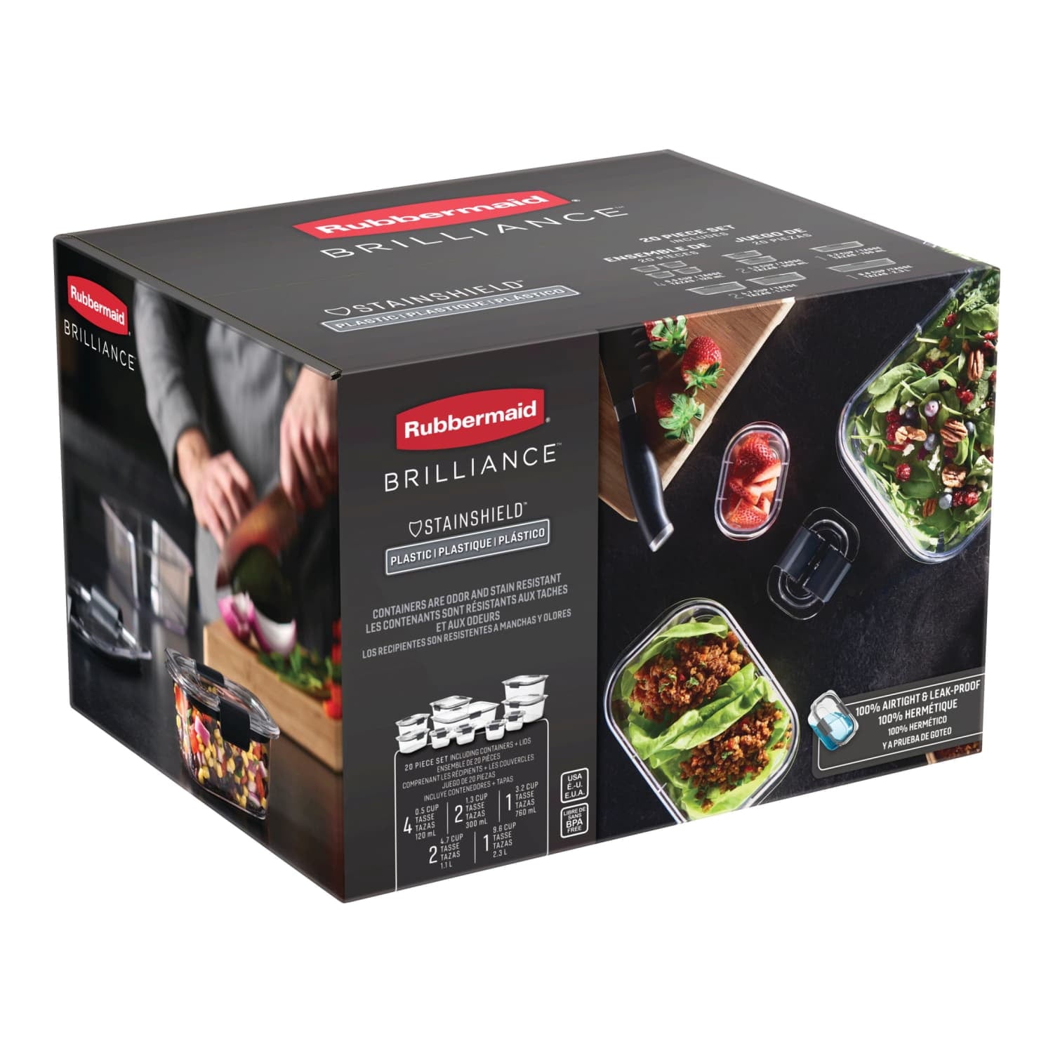 Rubbermaid Brilliance Food Storage Container Set, 20 Piece