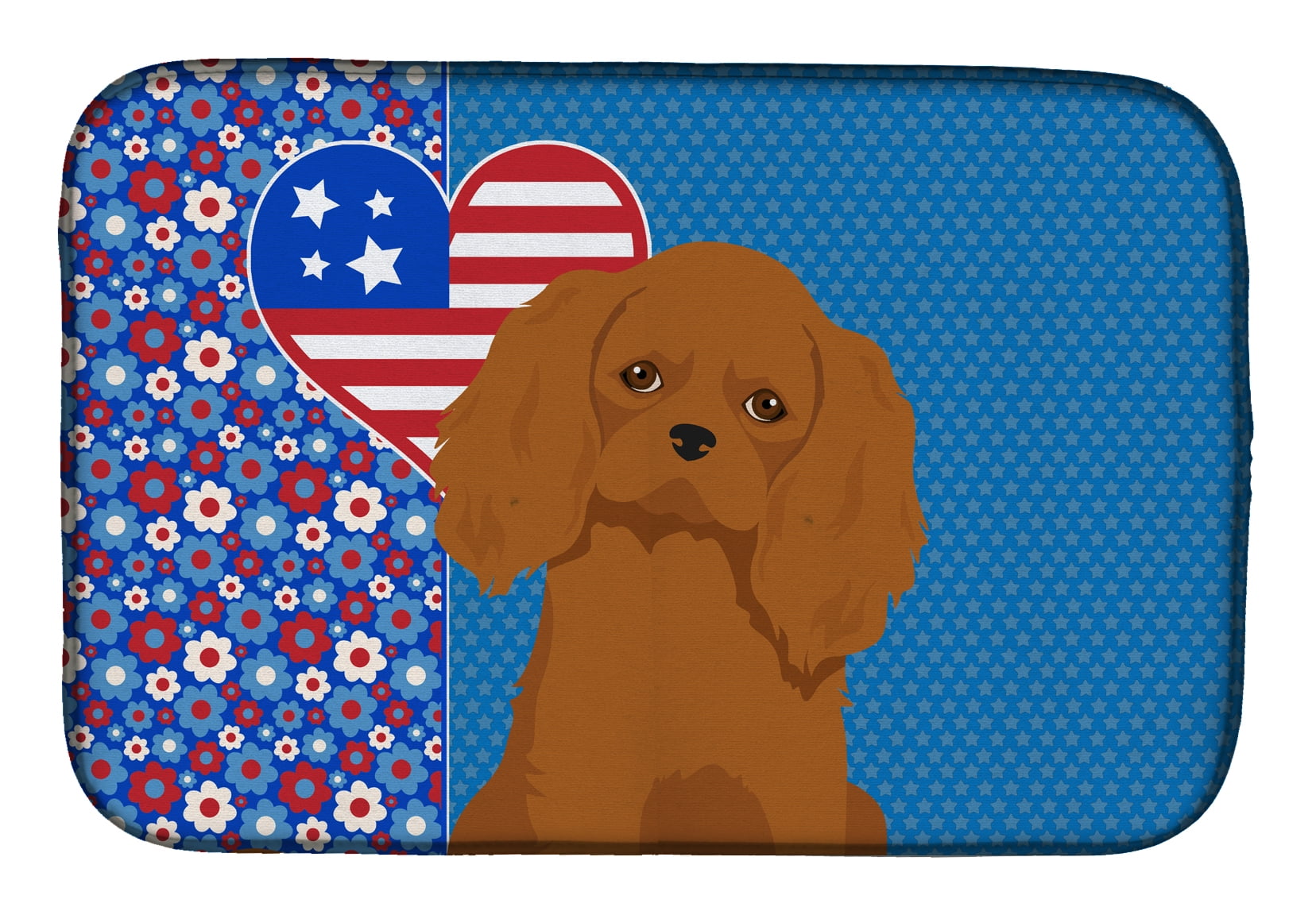 Ruby Cavalier Spaniel USA American Dish Drying Mat