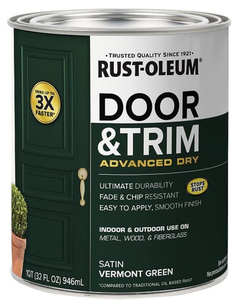 Cranberry, Rust-Oleum Satin Door & Trim Paint- Quart, 1 Pack