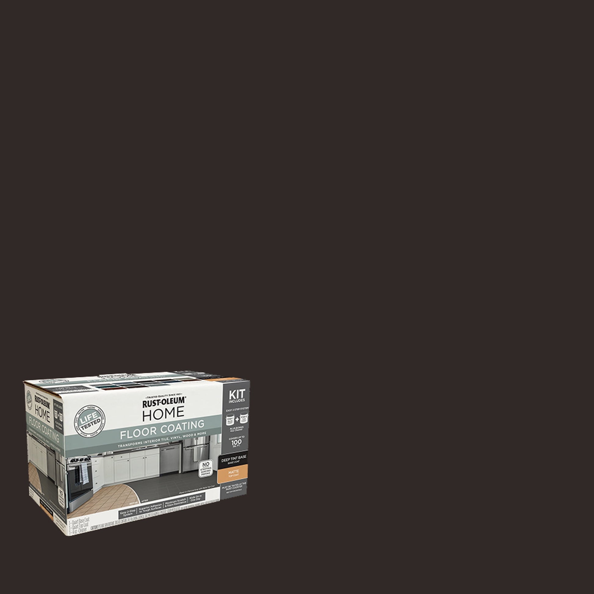 Rust-Oleum Home Matte Chocolate Interior Floor Coating Kit-363724T, Quart