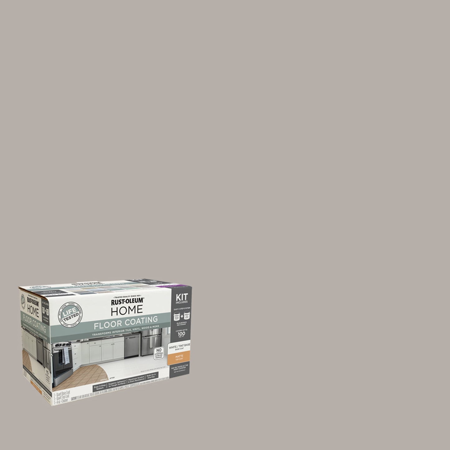 Rust-Oleum Home Matte Greige Interior Floor Coating Kit-363681T, Quart