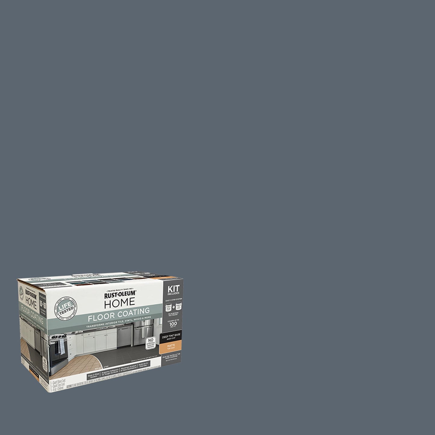 Rust-Oleum Home Matte Gunmetal Interior Floor Coating Kit-363729T, Quart