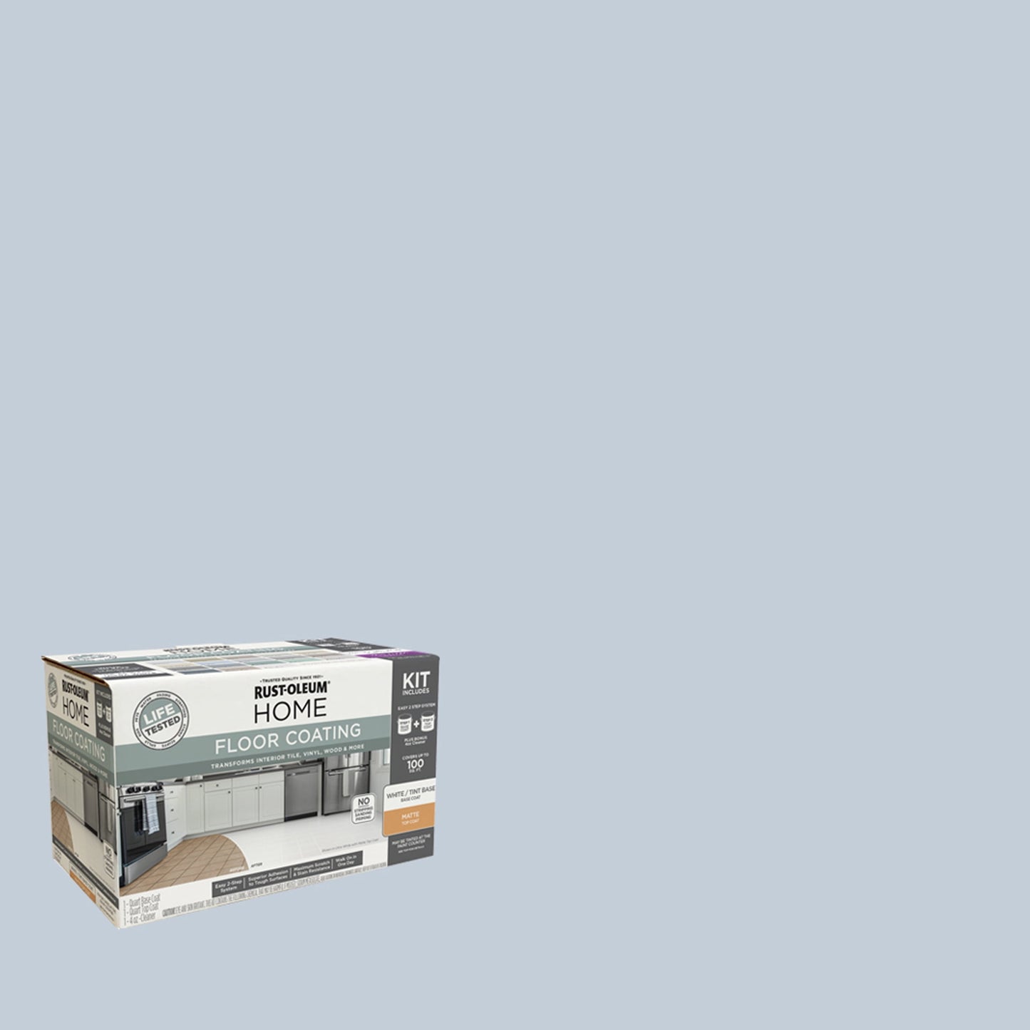 Rust-Oleum Home Matte Icy Gray Interior Floor Coating Kit-363682T, Quart