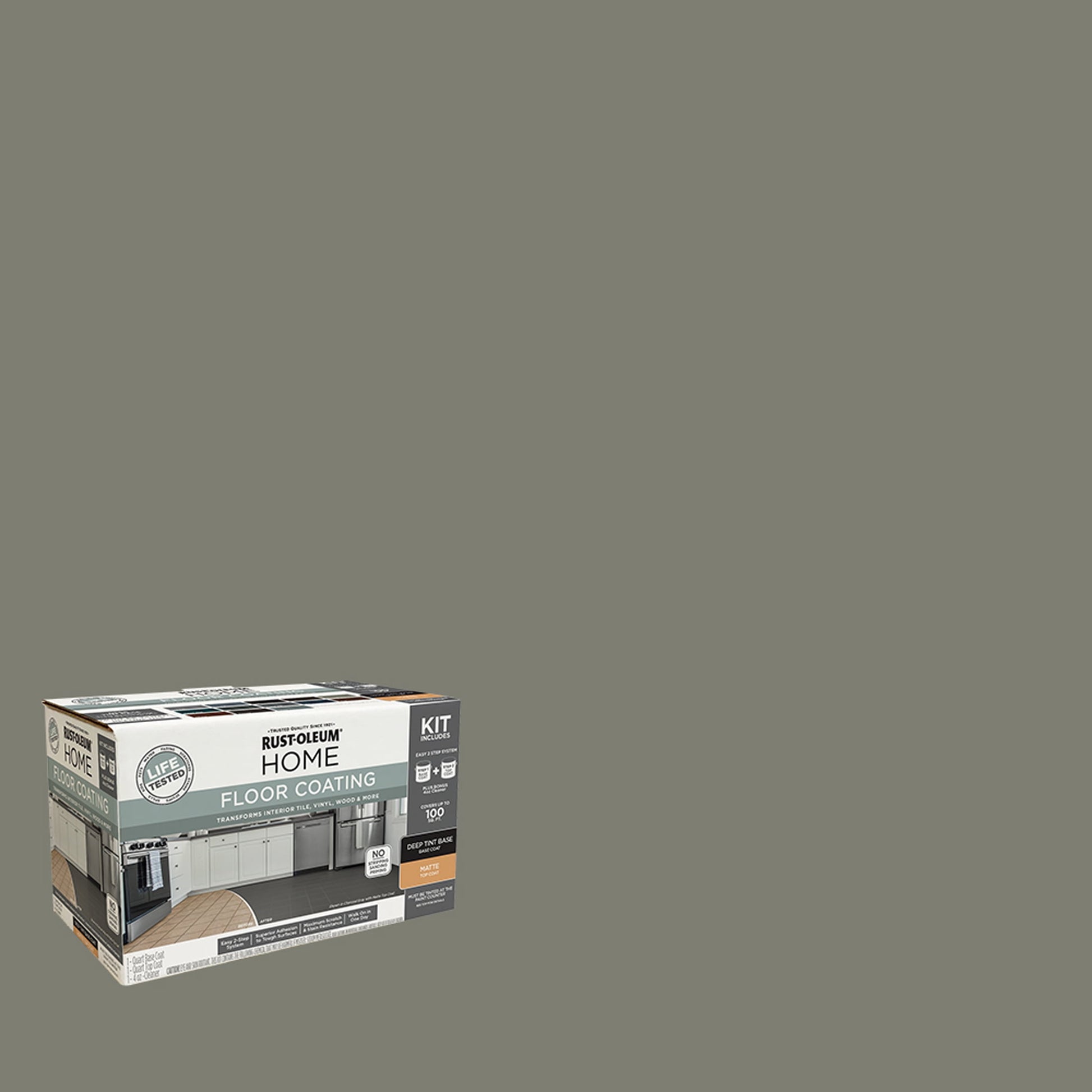 Rust-Oleum Home Matte Olive Green Interior Floor Coating Kit-363733T, Quart