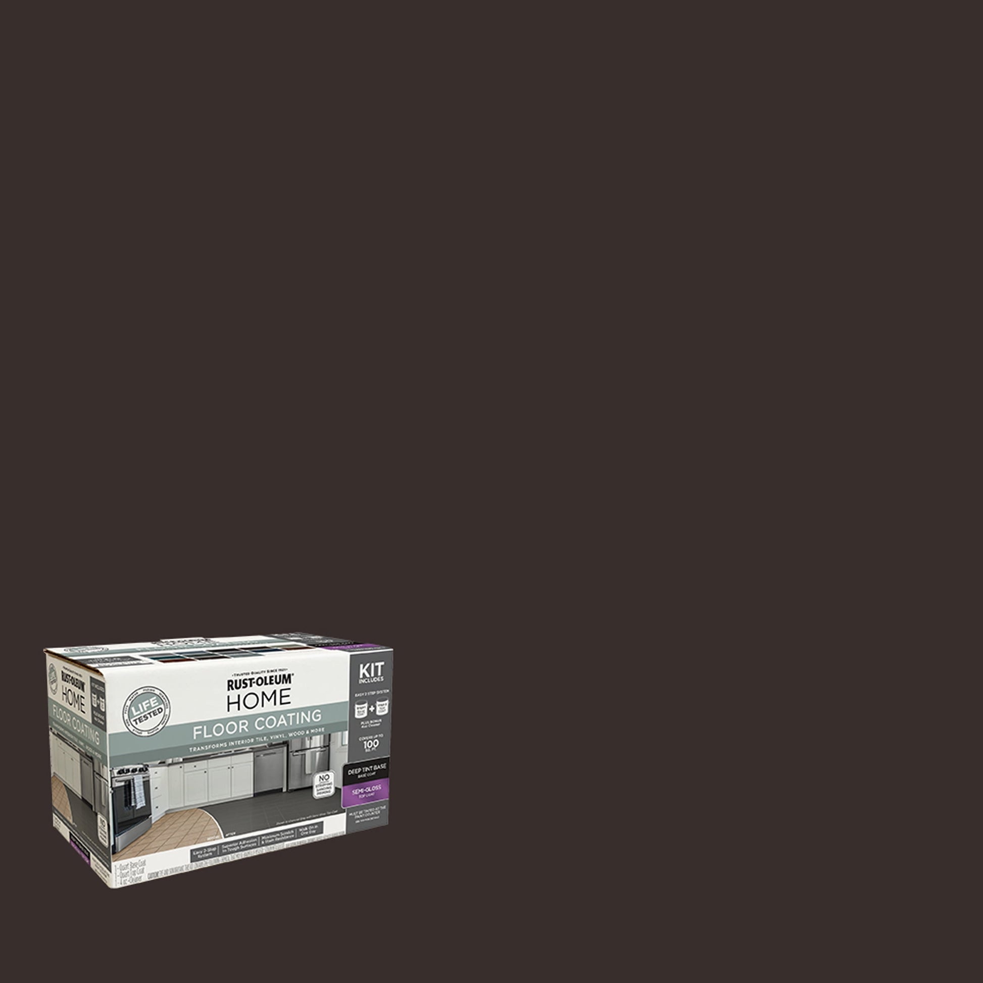 Rust-Oleum Home Semi-Gloss Chocolate Interior Floor Coating Kit-363711T, Quart