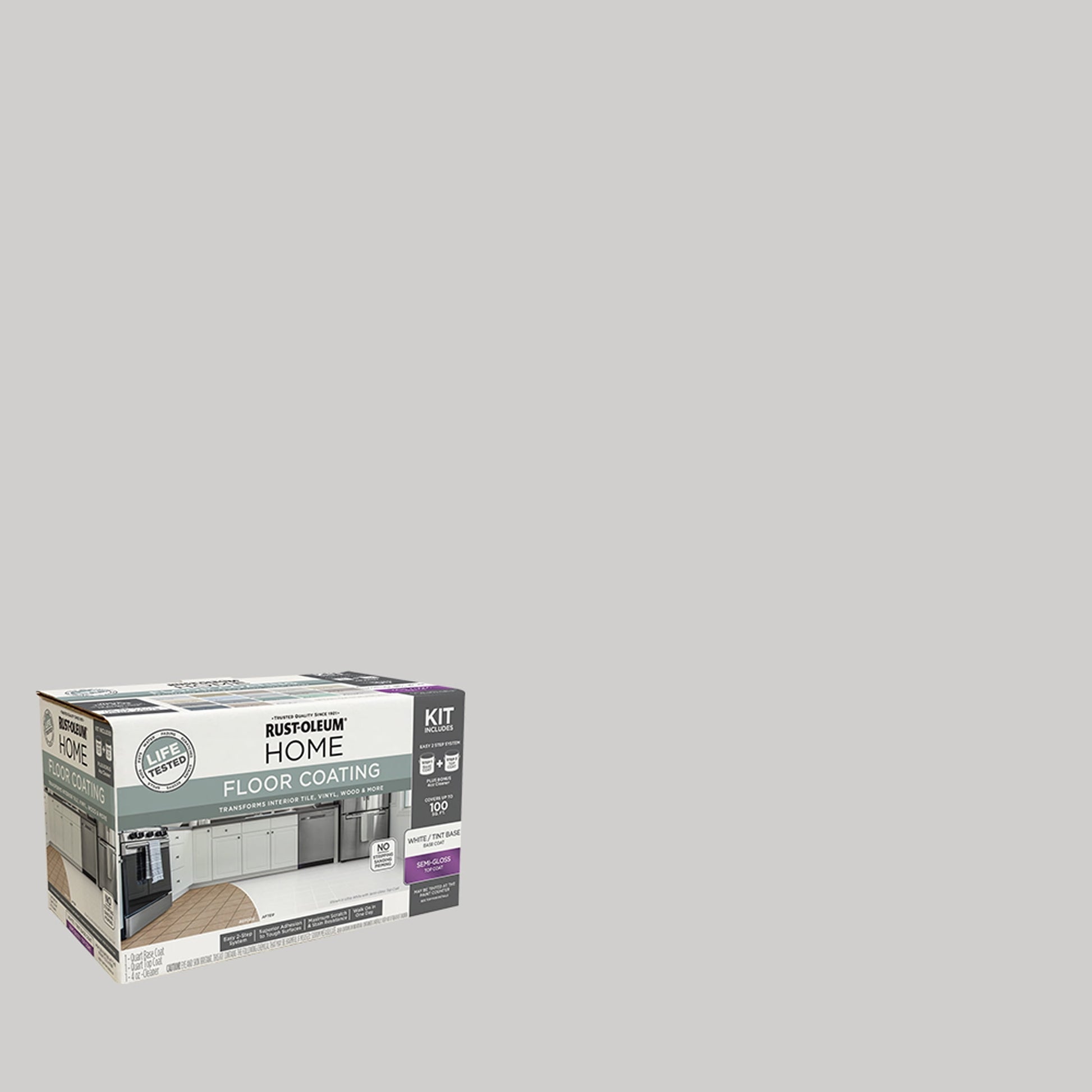 Rust-Oleum Home Semi-Gloss Coastal Fog Interior Floor Coating Kit-363693T, Quart