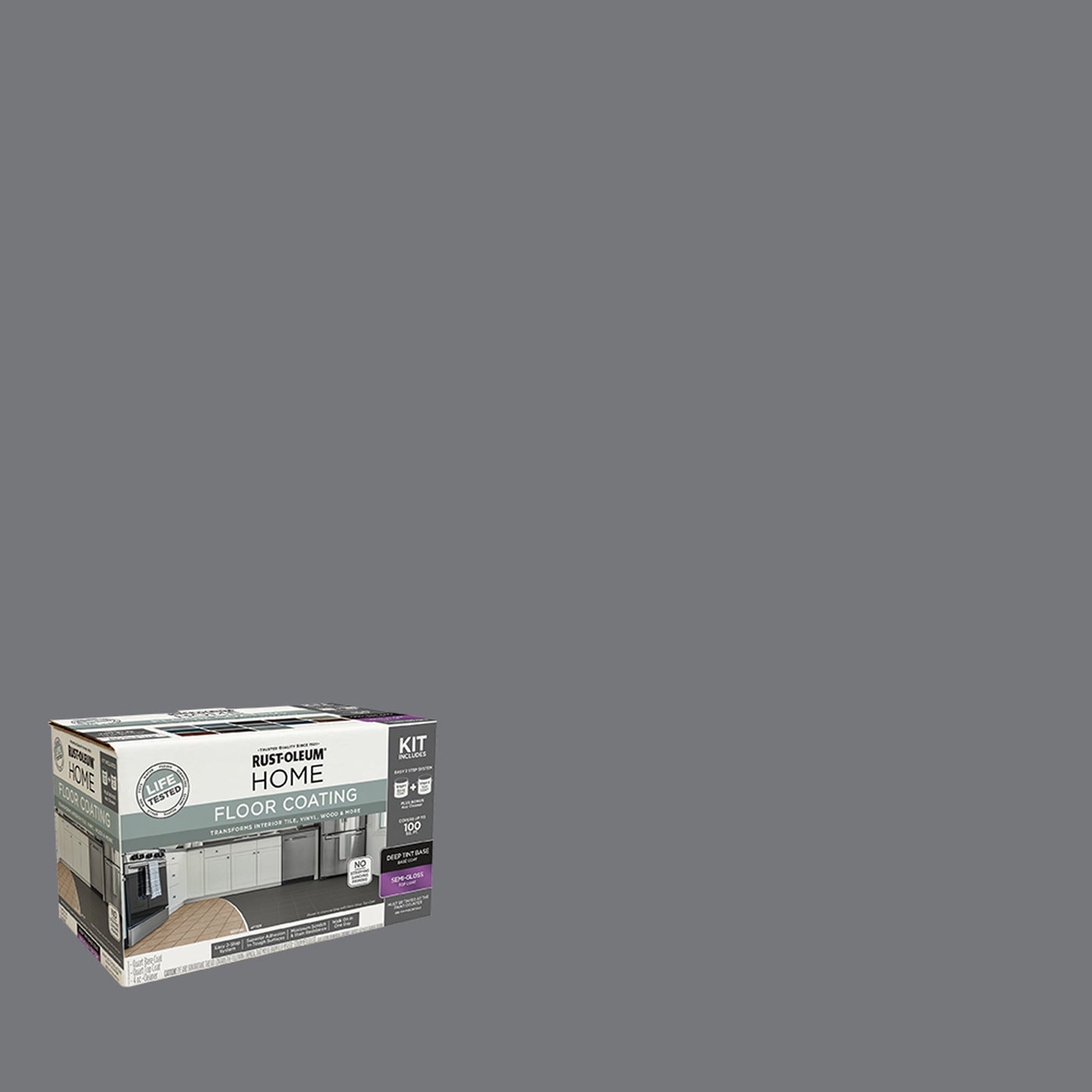 Rust-Oleum Home Semi-Gloss Dark Gray Interior Floor Coating Kit-363713T, Quart