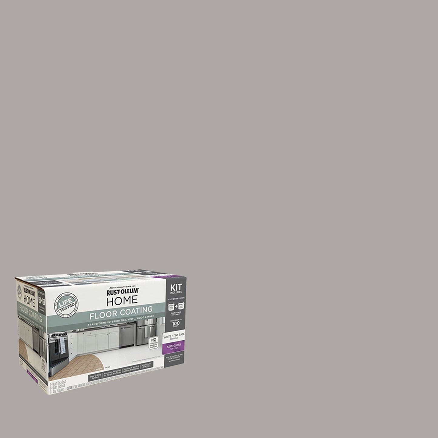 Rust-Oleum Home Semi-Gloss Gray Owl Interior Floor Coating Kit-363701T, Quart