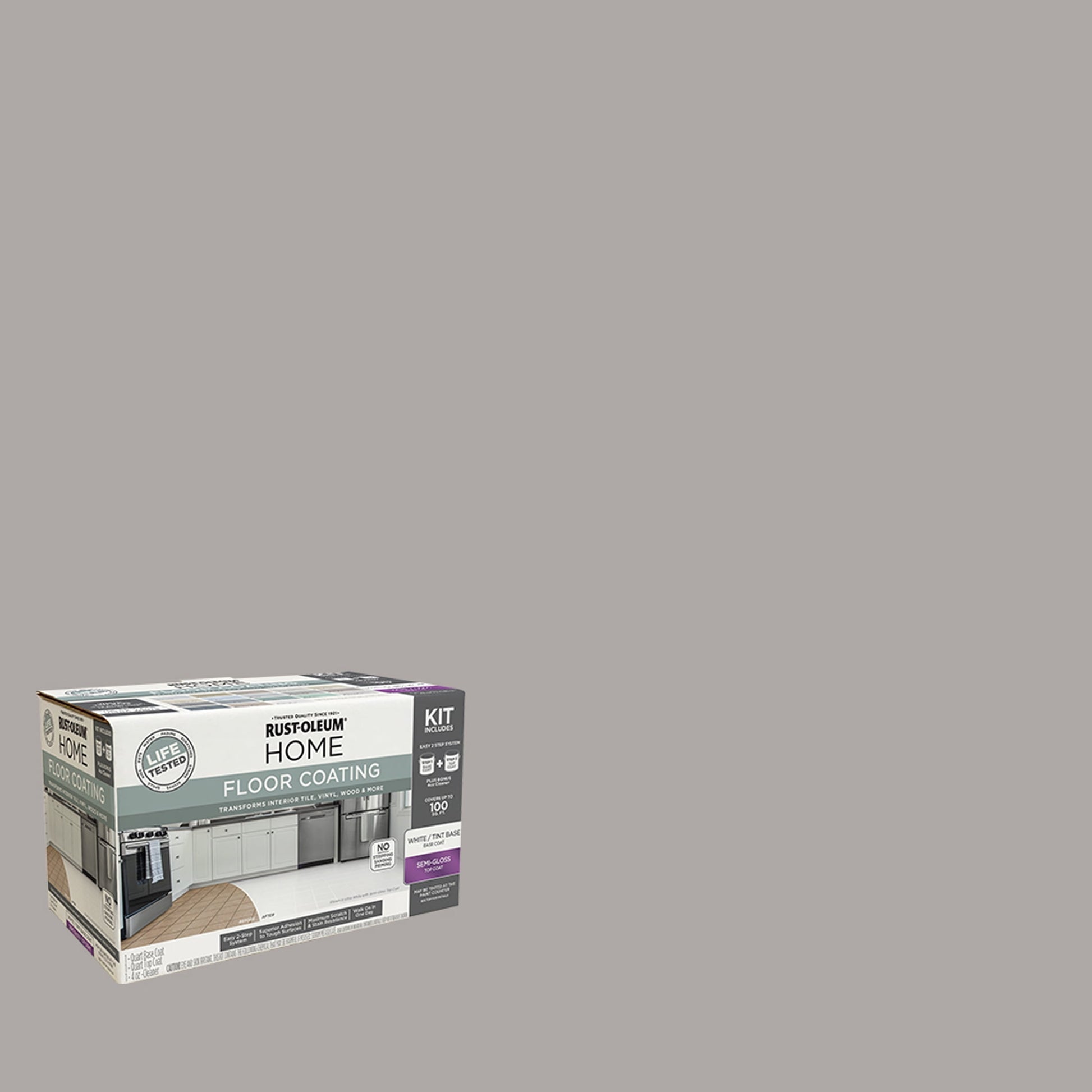 Rust-Oleum Home Semi-Gloss Gray Owl Interior Floor Coating Kit-363701T, Quart