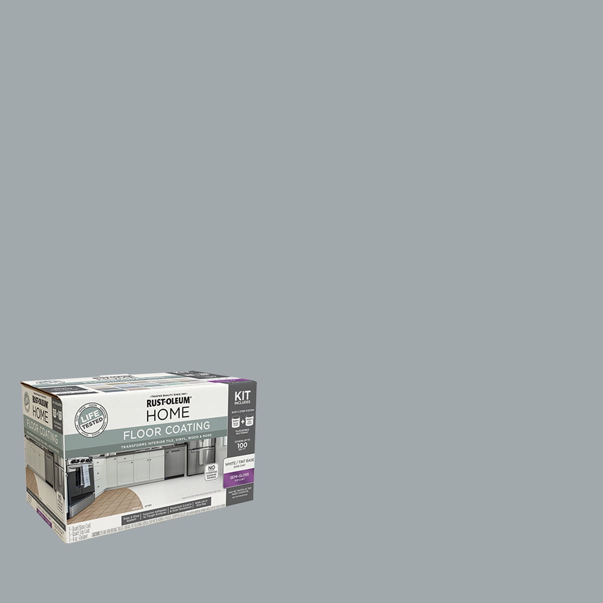 Rust-Oleum Home Semi-Gloss Haven Gray Interior Floor Coating Kit-363702T, Quart