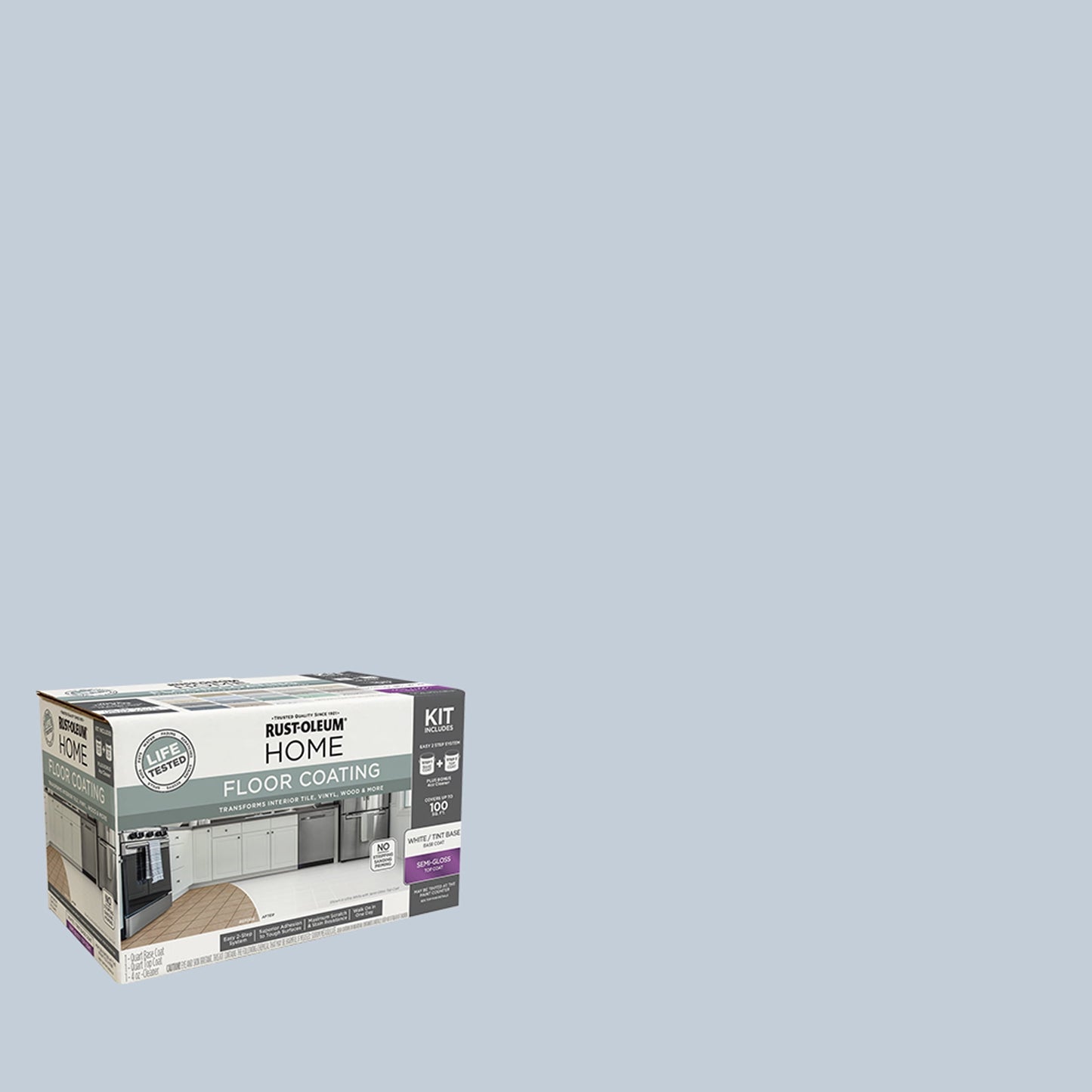 Rust-Oleum Home Semi-Gloss Icy Gray Interior Floor Coating Kit-363700T, Quart