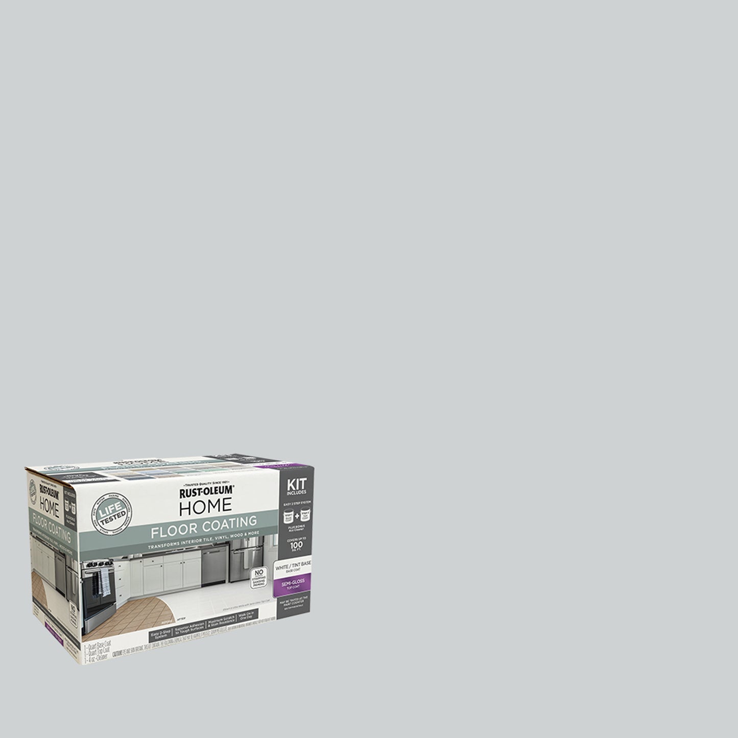 Rust-Oleum Home Semi-Gloss Oyster Shell Interior Floor Coating Kit-363692T, Quart
