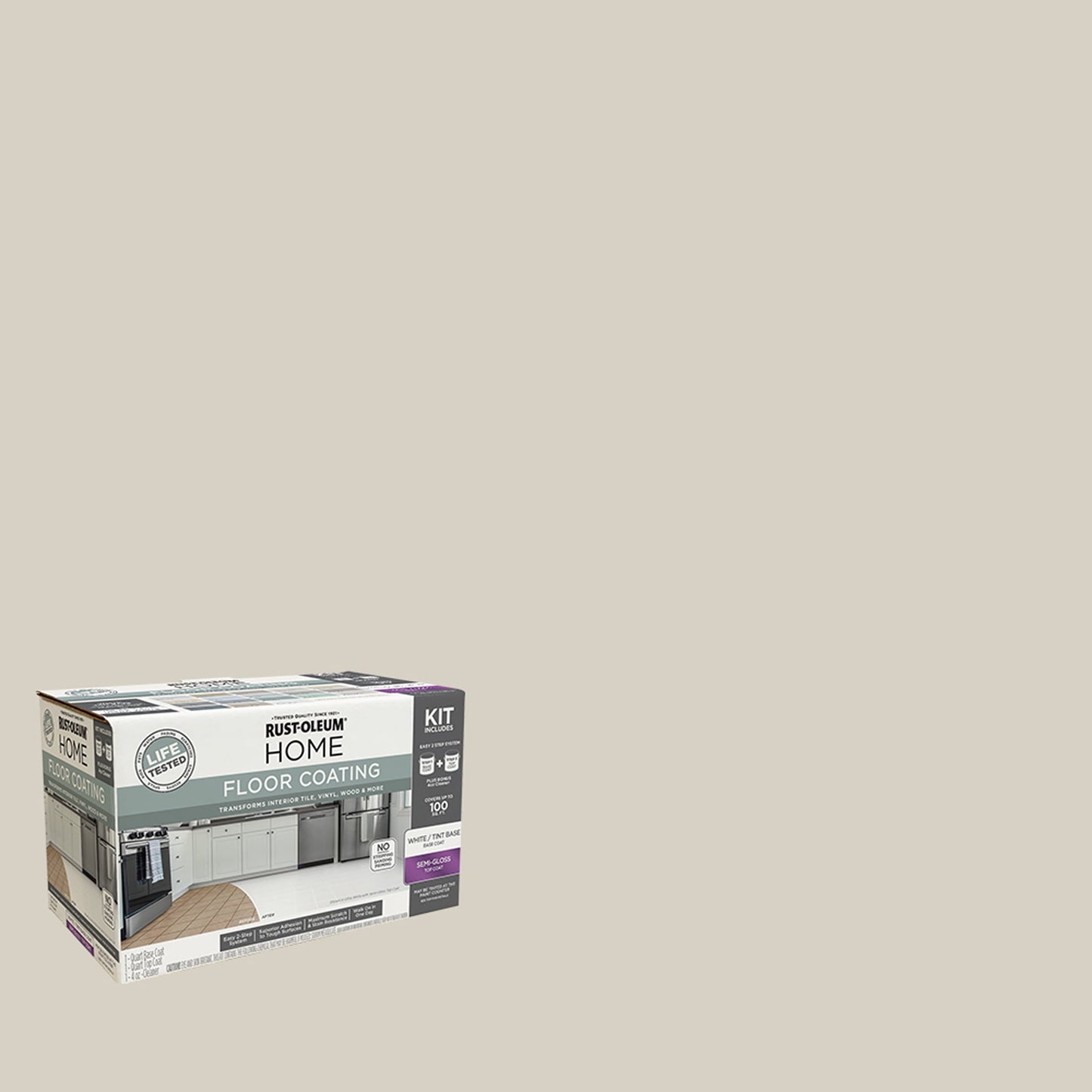 Rust-Oleum Home Semi-Gloss Vanilla Milkshake Interior Floor Coating Kit-363695T, Quart
