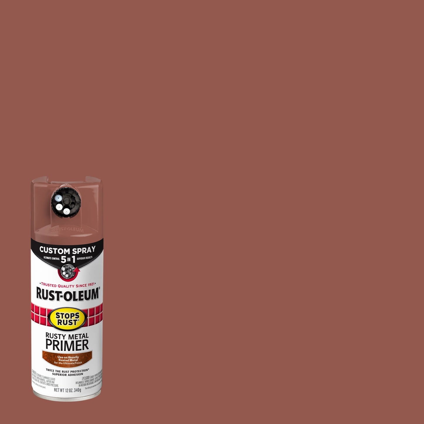 Rust-Oleum Stops Rust Custom 5-in-1 Flat Rusty Metal Primer Spray-136436, 12 oz, 6 Pack