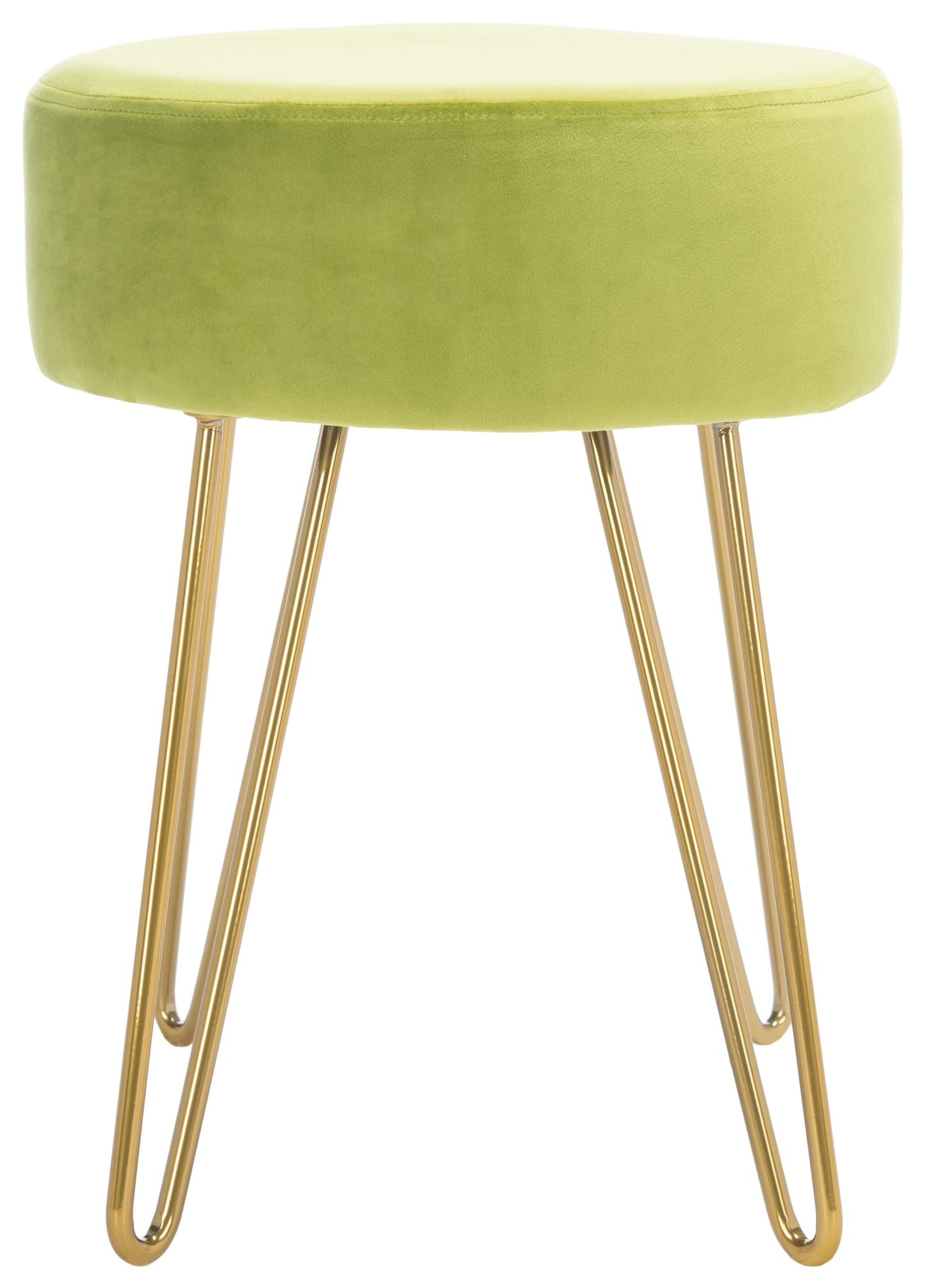SAFAVIEH Abrea Modern Style Round Ottoman, Pear/Gold ( 16.5 in. W x 16.5 in. D x 17.3 in. H)