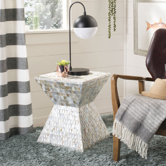 SAFAVIEH Aquamarine Glam Square Mosaic Stool, Blue/Multi