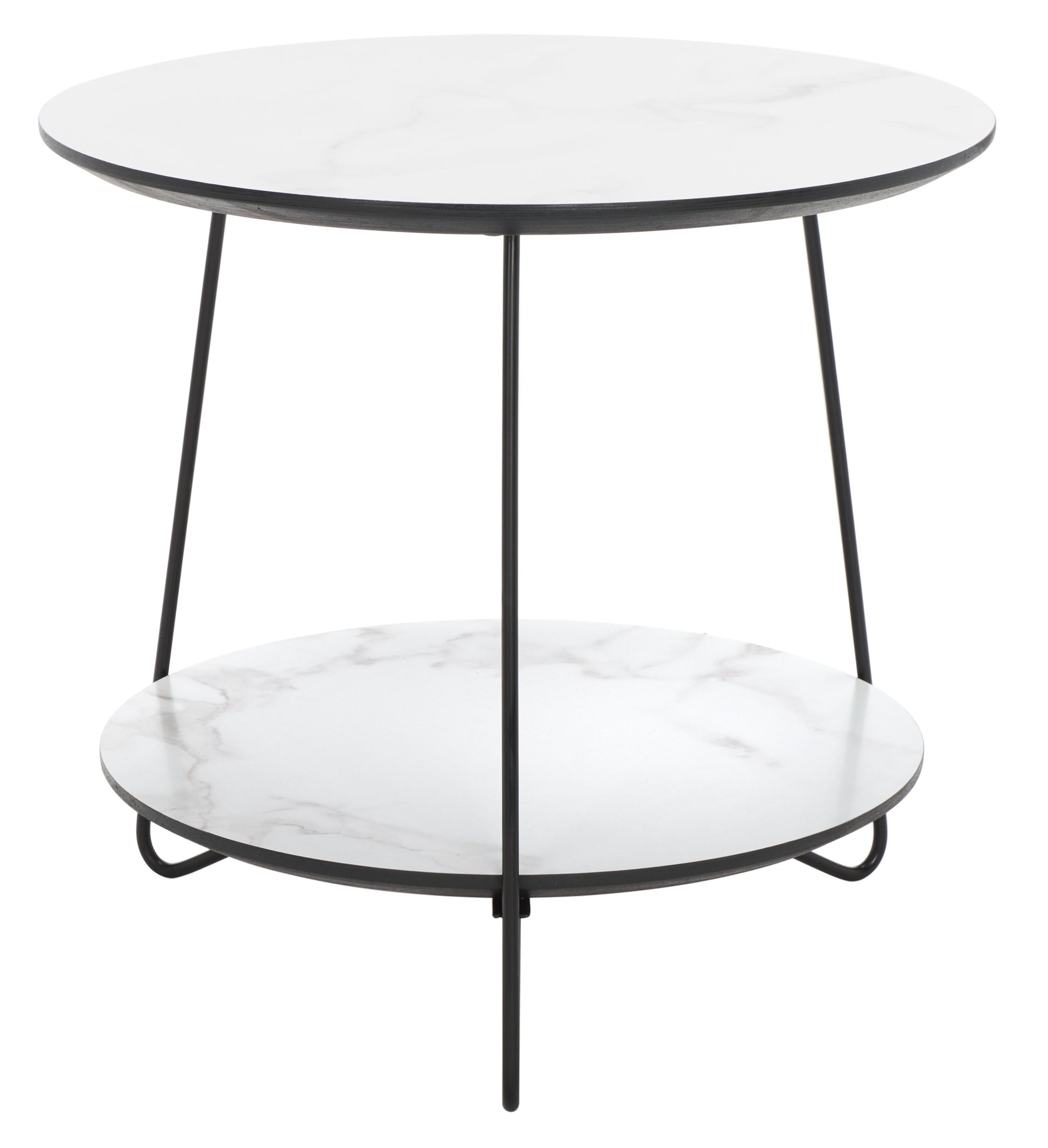 SAFAVIEH Avani Modern Style Round Side Table, White/Black (18.9 in. W x 18.9 in. D x 17.7 in. H)