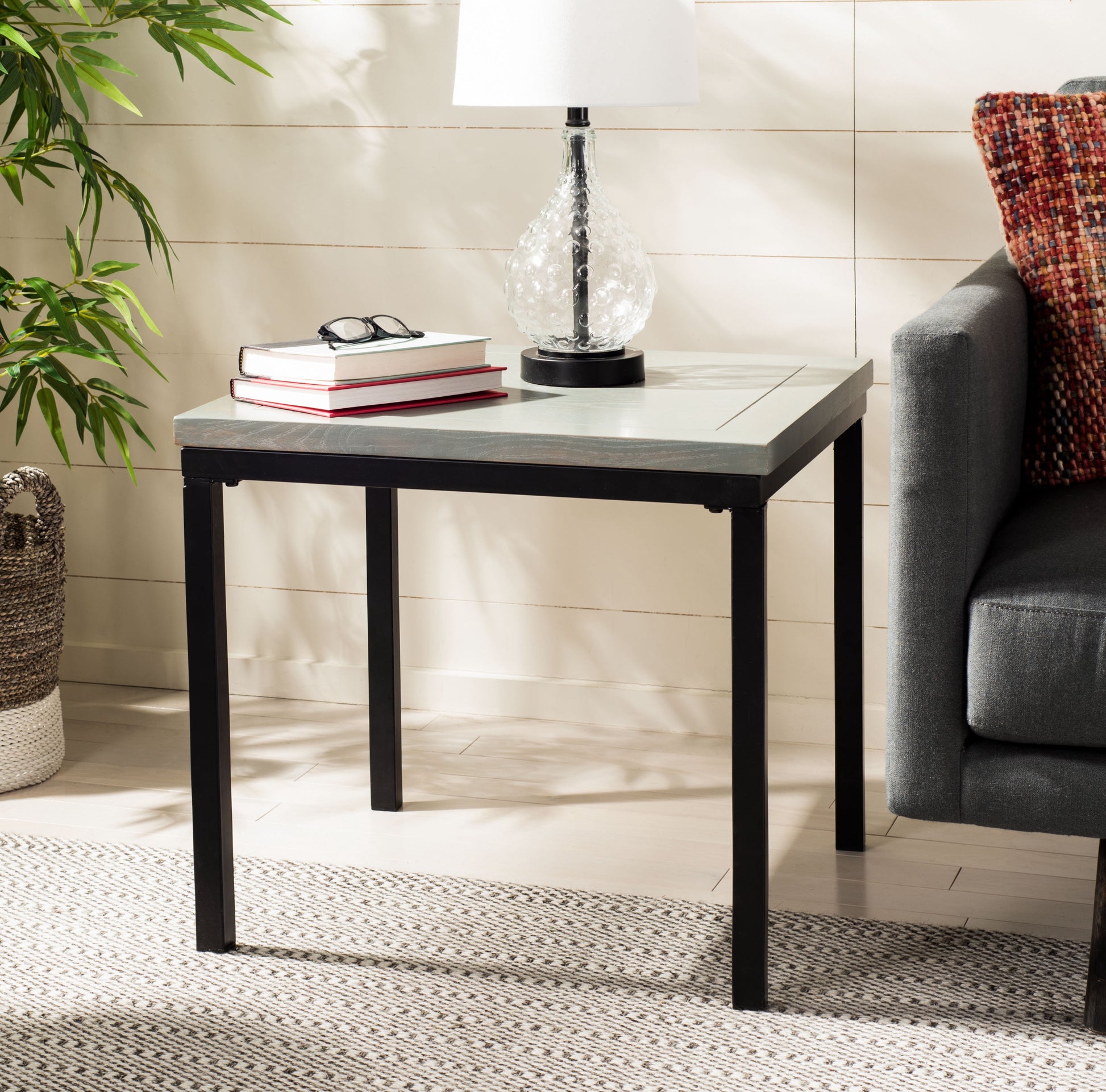 SAFAVIEH Dennis Transitional Wood Side Table, French Gray