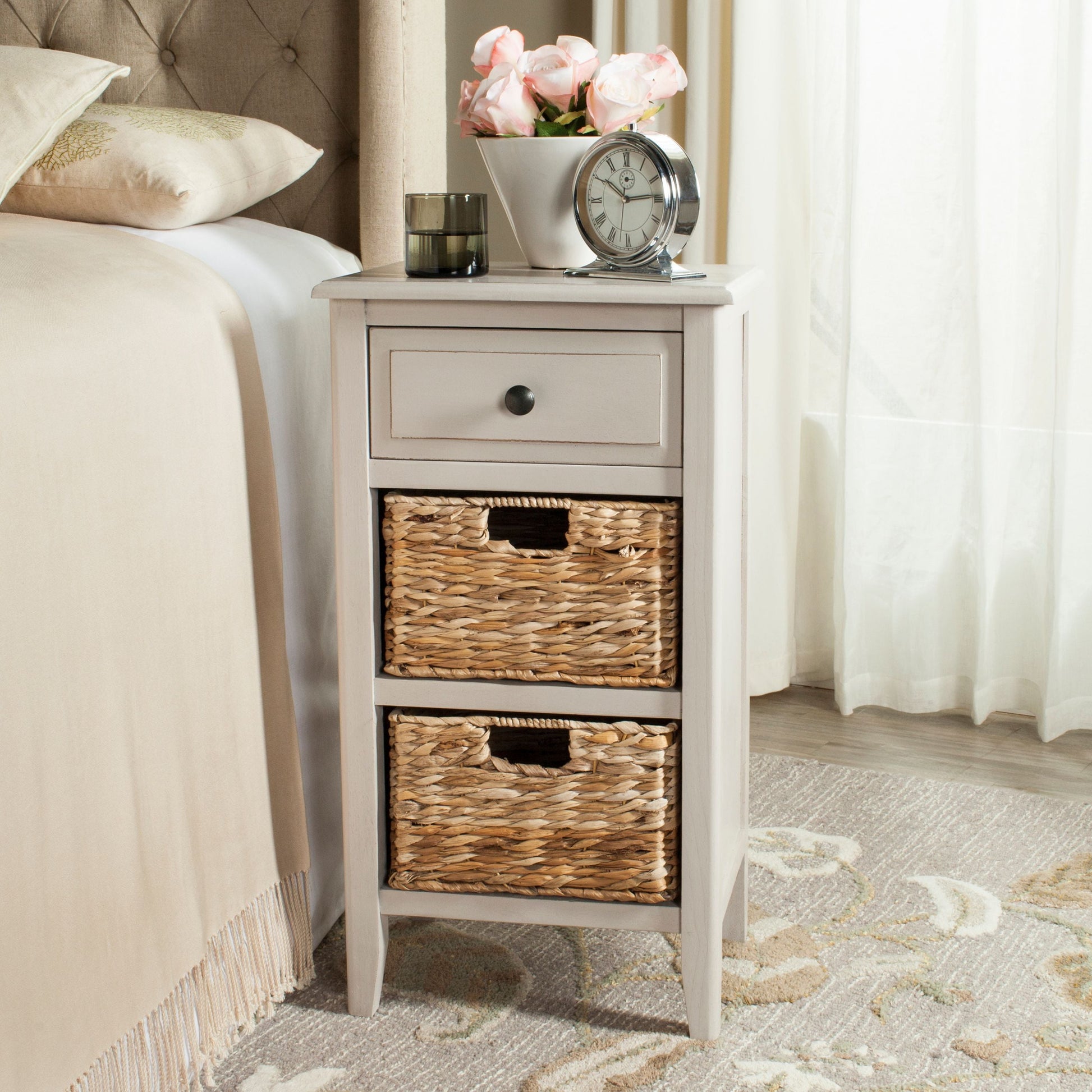 SAFAVIEH Everly Drawer Side Table Vintage Grey