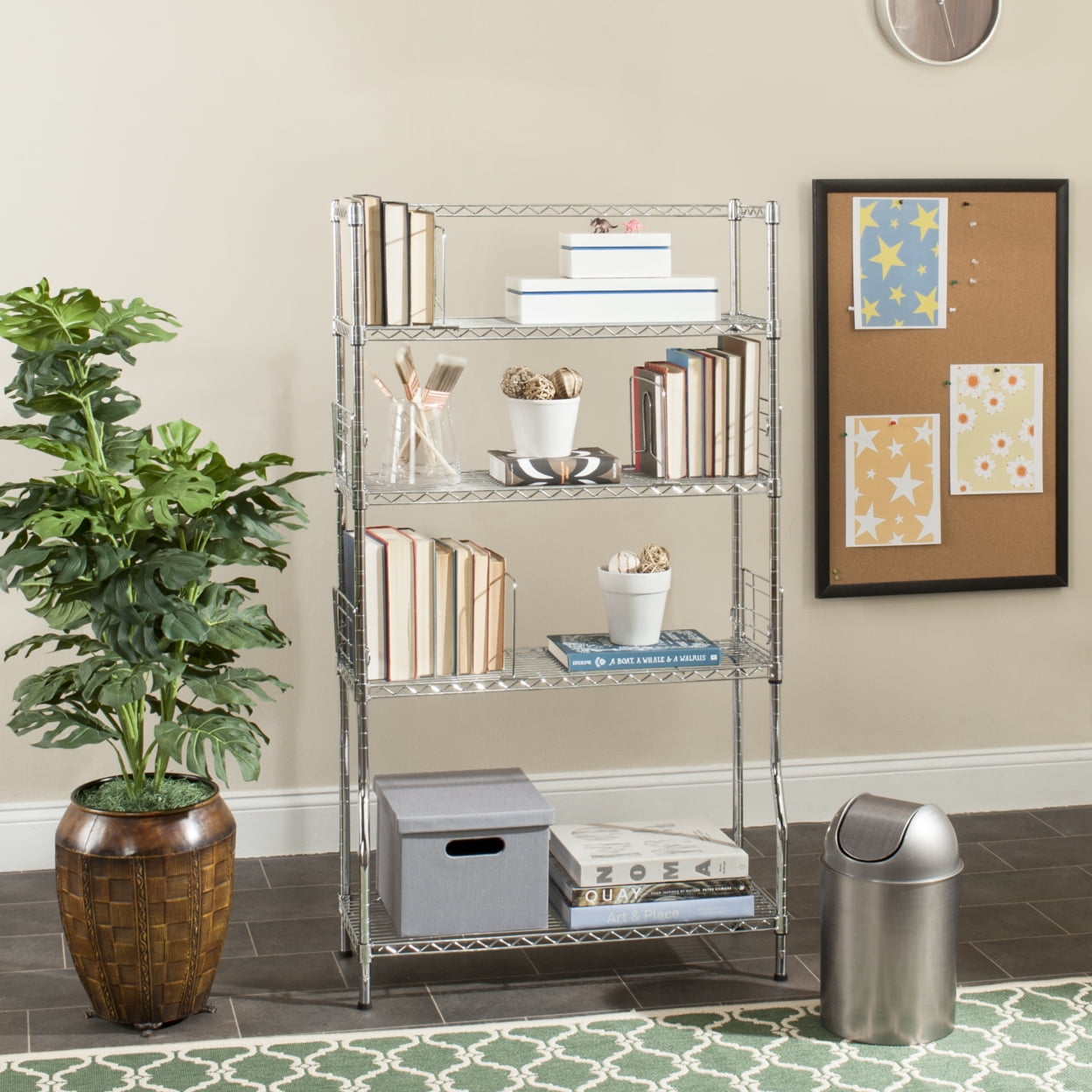 SAFAVIEH Fernand Chrome Wire Book Rack Chrome