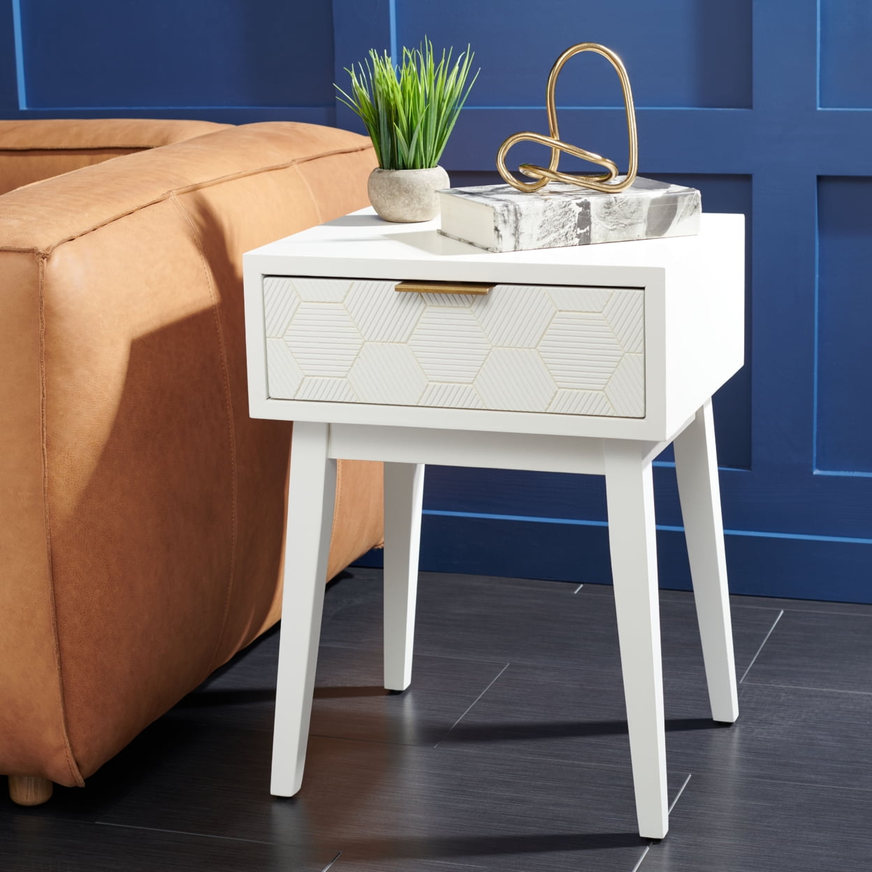 SAFAVIEH Keya Modern Glam 1 Drawer Accent Table, White
