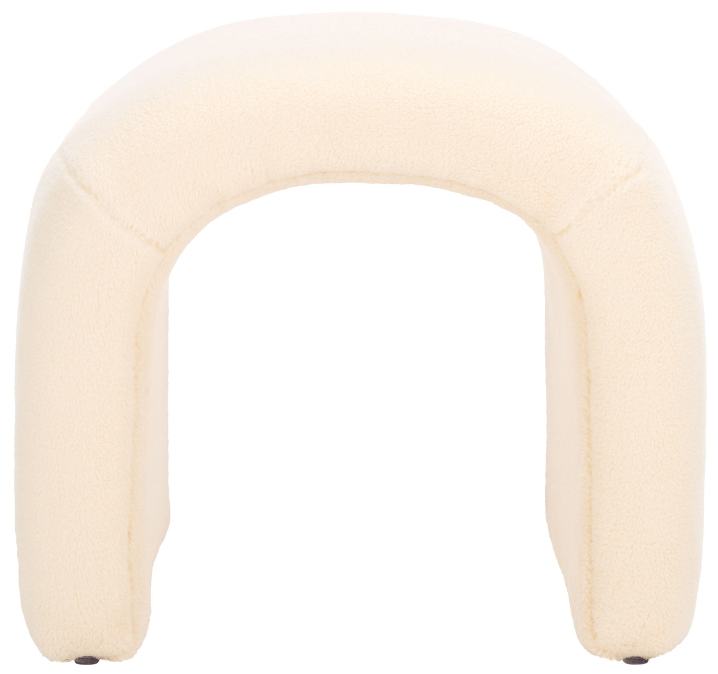 SAFAVIEH Kibo Modern Faux Shearling Ottoman, Cream