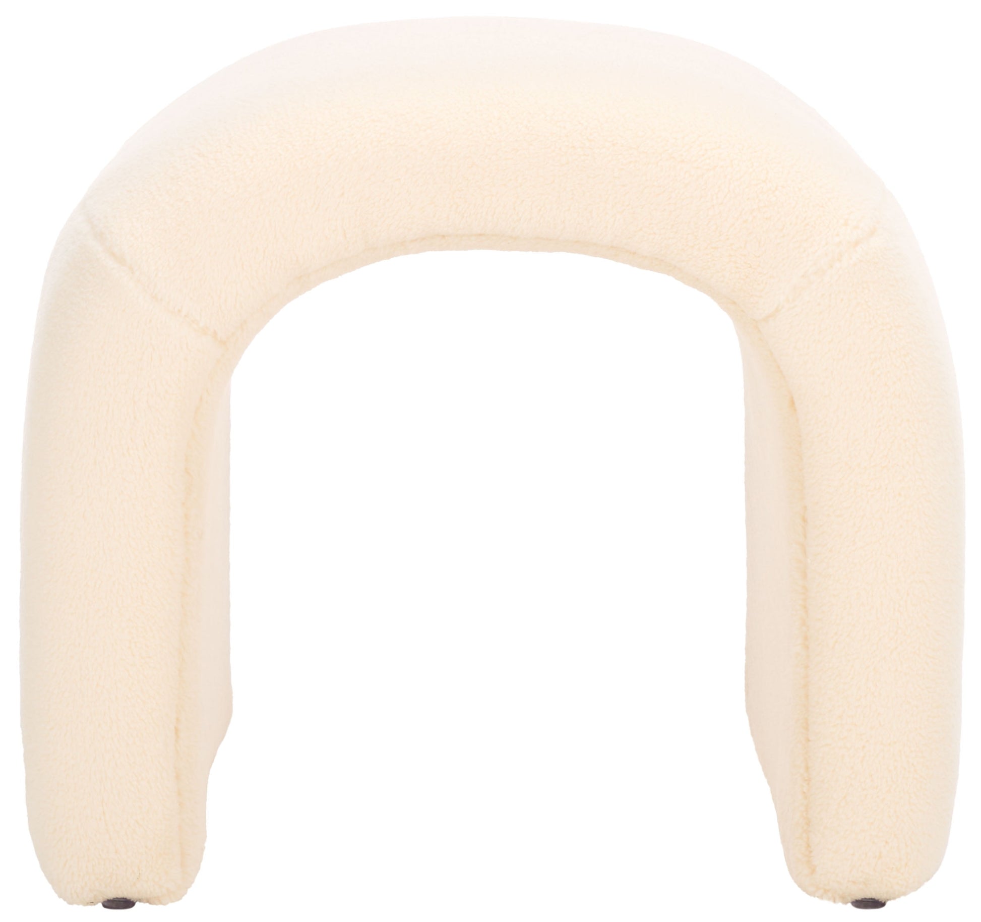 SAFAVIEH Kibo Modern Faux Shearling Ottoman, Cream