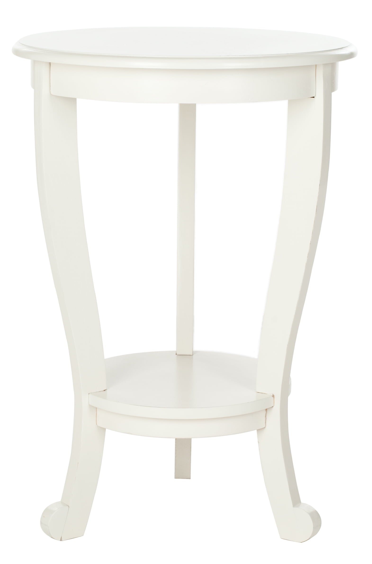 SAFAVIEH Mary Solid Rustic Tri-Leg Pedestal Side Table, Distressed Cream