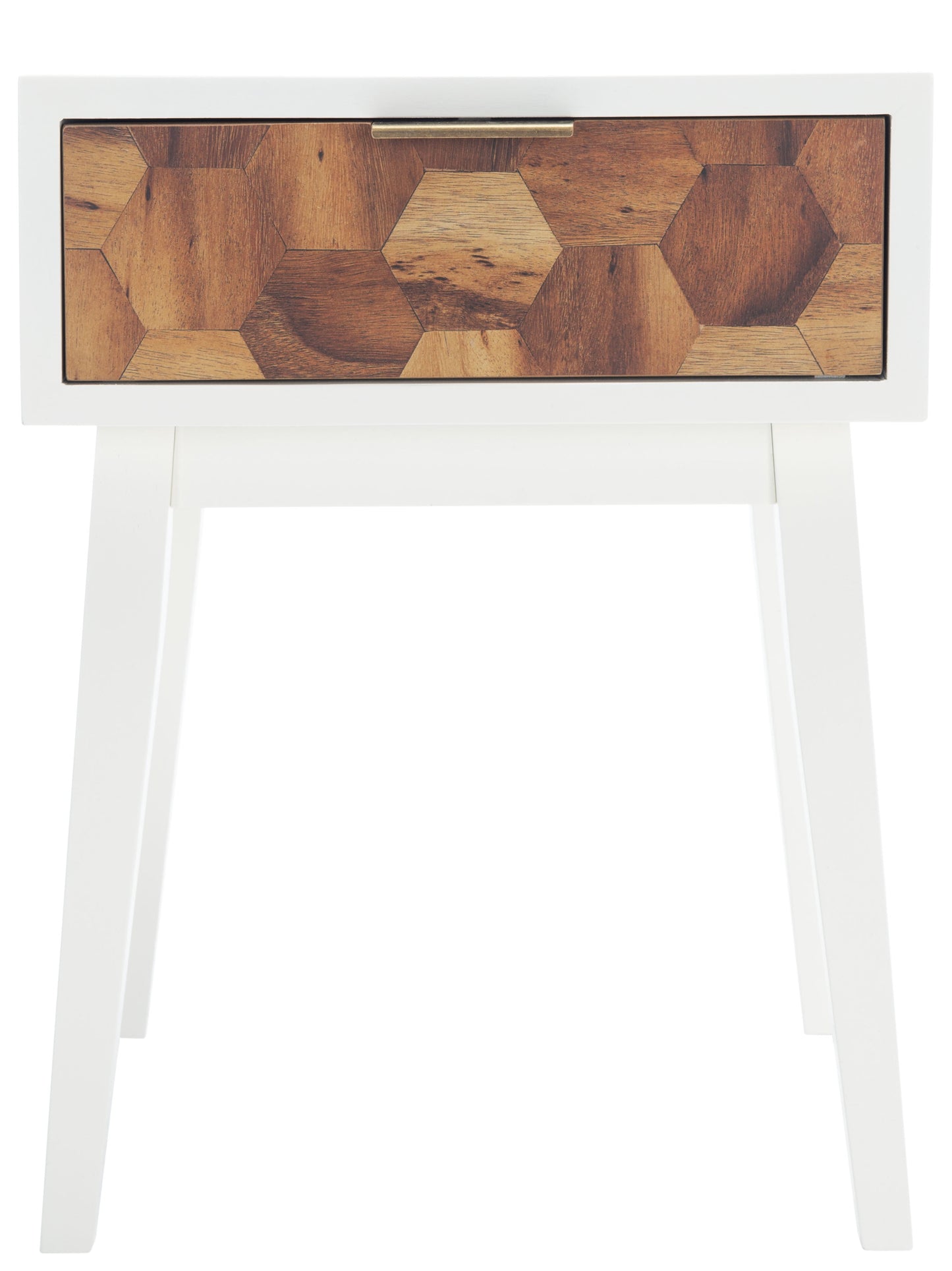 SAFAVIEH Nilo 1 Drawer Modern White/Brown Wood Storage End Table (18 in. W x 15 in. D x 24 in. H)