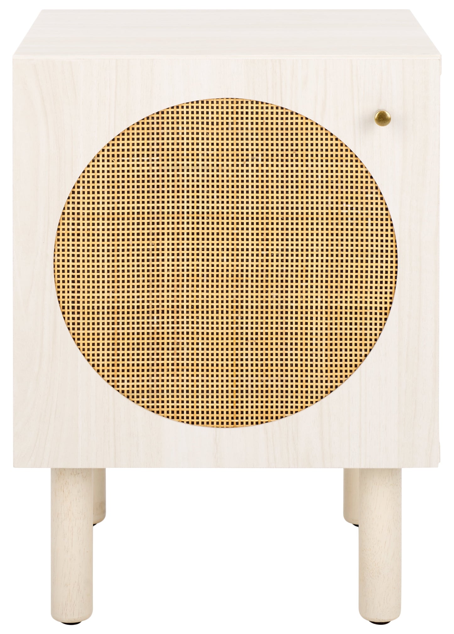 SAFAVIEH Ophelia 1 Door Night Stand, White/Natural (14.8 in. W x 15.5 in. D x 20.8 in. H)