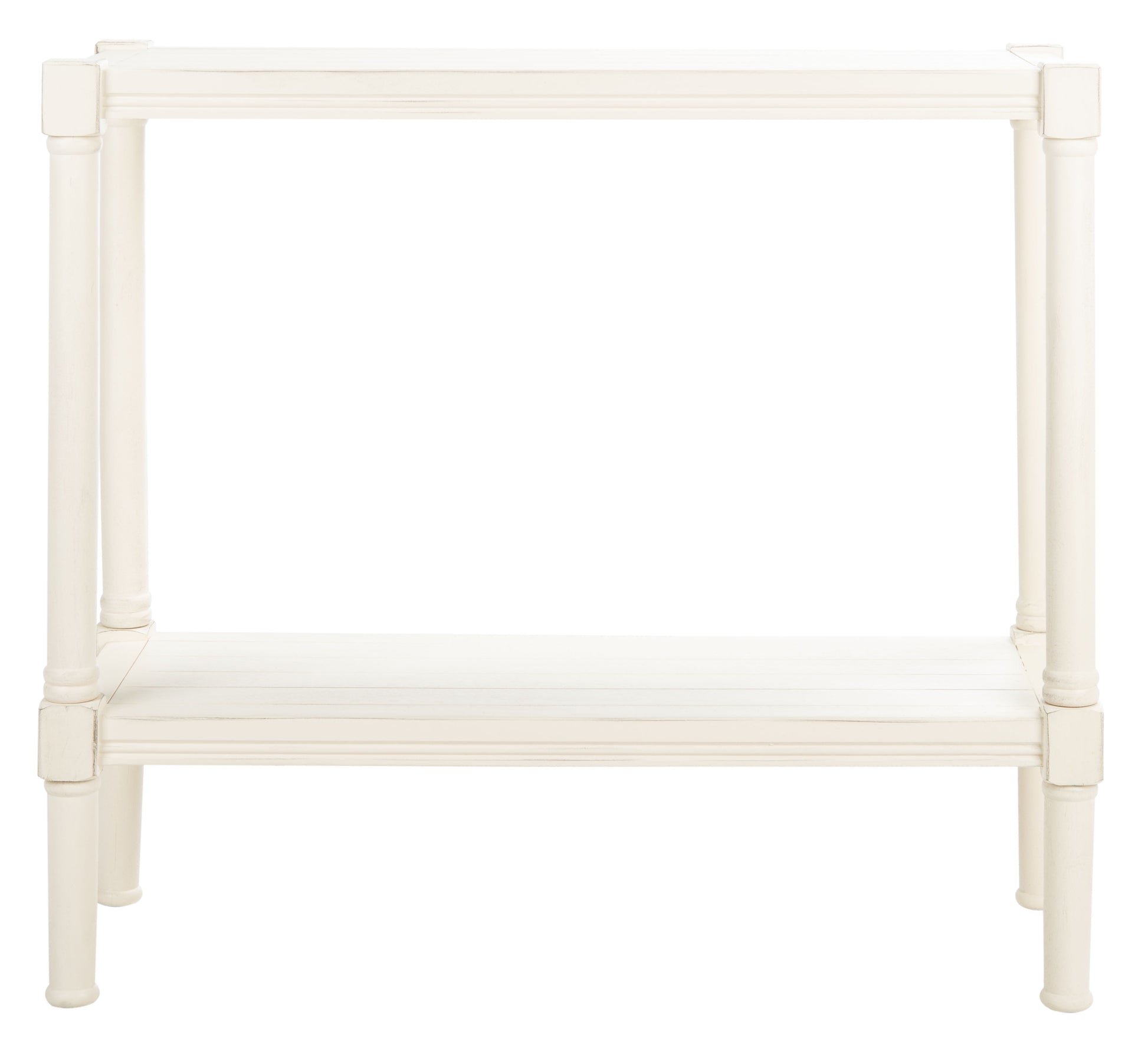 SAFAVIEH Rafiki Distressed White Wood Console Table with Shelf (31.5 in. W x 11.8 in. D x 29.5 in. H)