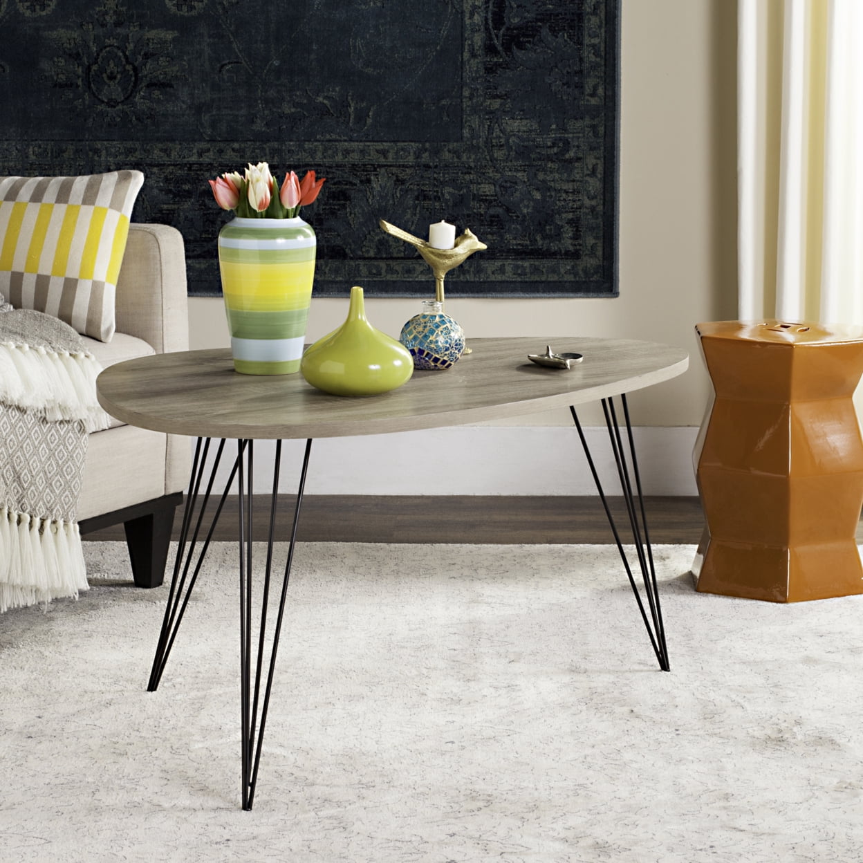 SAFAVIEH Mesa de Centro de Madera Retro de Mediados de Siglo, Negro