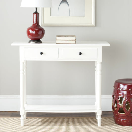 SAFAVIEH Rosemary Solid Contemporary 2 Drawer Console with Shelf, Distressed Cream