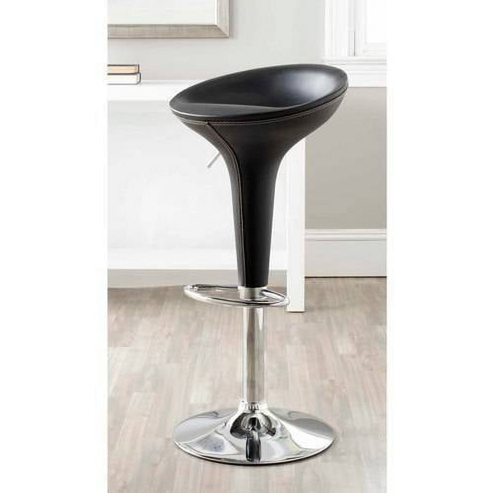 SAFAVIEH Shedrack 35" PVC Leather Swivel Barstool, Black