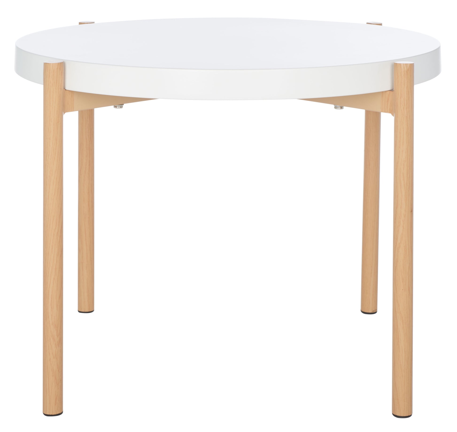 SAFAVIEH Solara Modern White/Natural Round Epoxy Finish End Table (22.8 in. W x 22.8 in. D x 18.1 in. H)