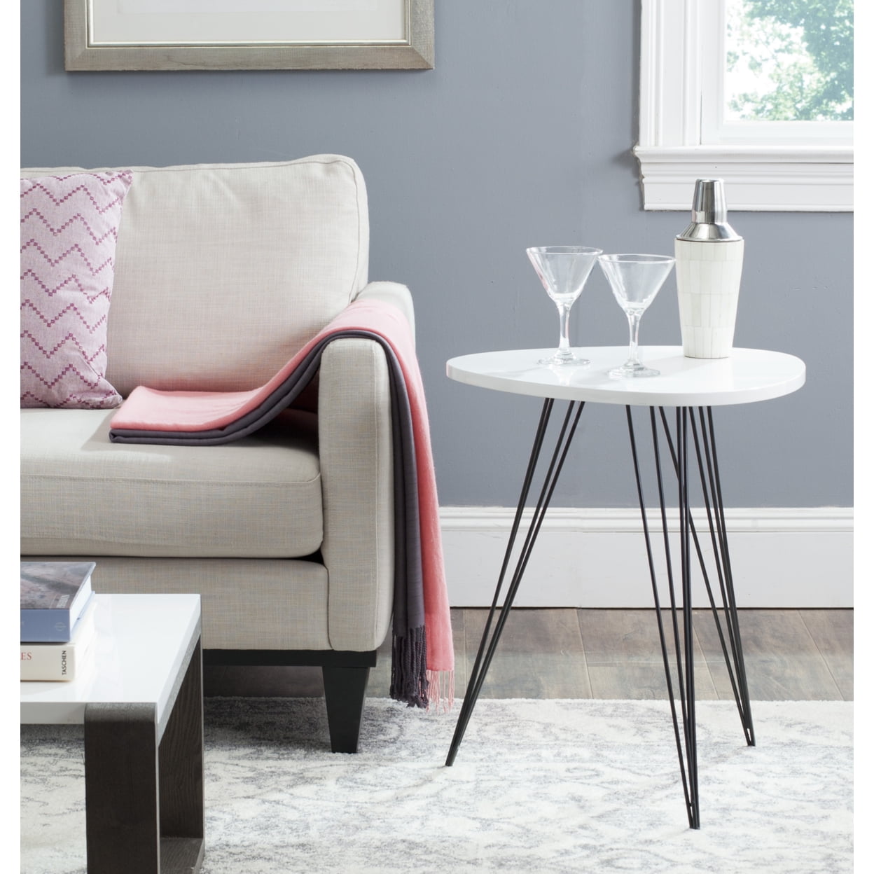 SAFAVIEH Wolcott Retro Mid-Century Lacquer Side Table, White/Black