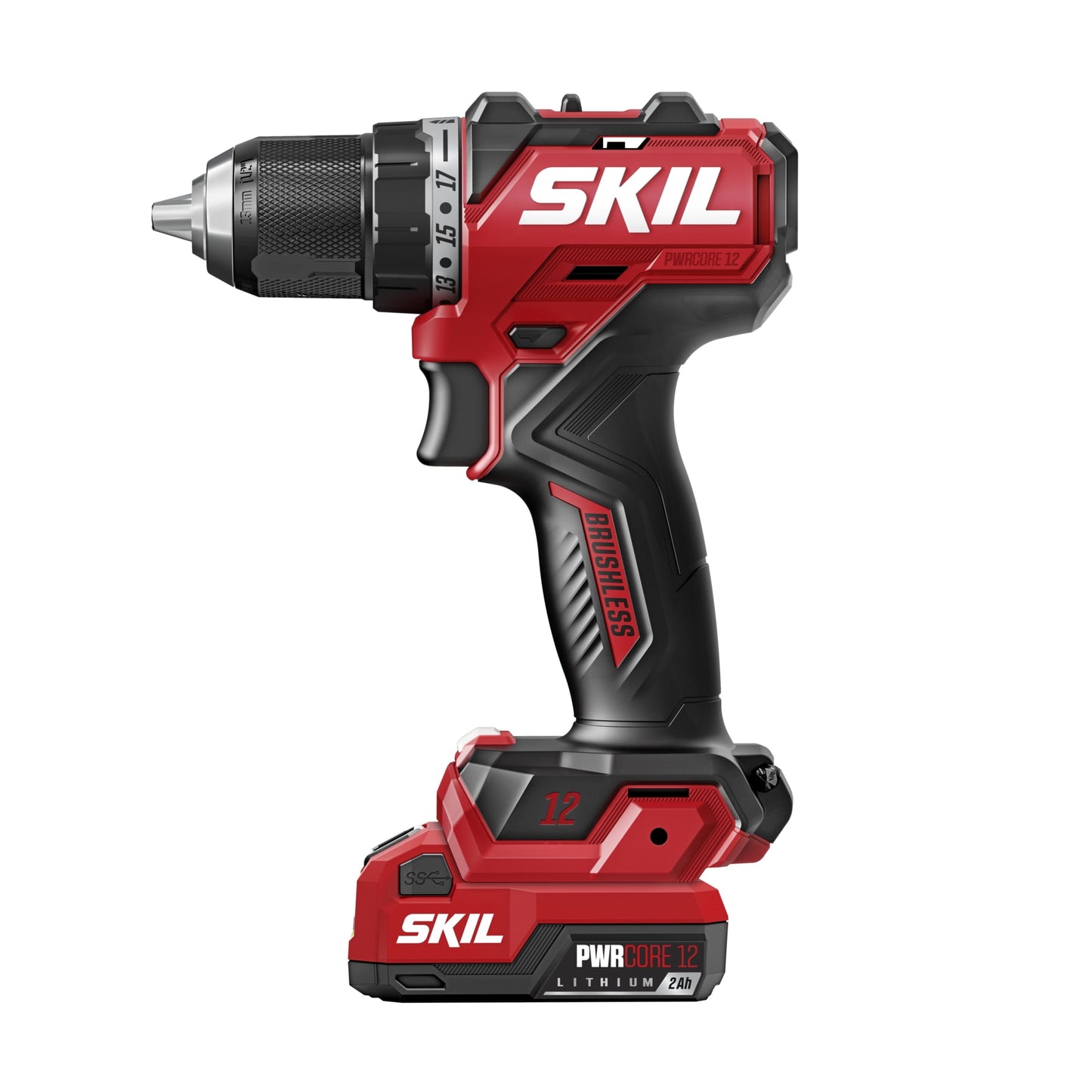 SKIL PWRCORE 12â„¢ Brushless 12V 1/2 In. Compact Drill Driver with 2.0 USB-C Battery and 20W PD Charger-DL6290A-11