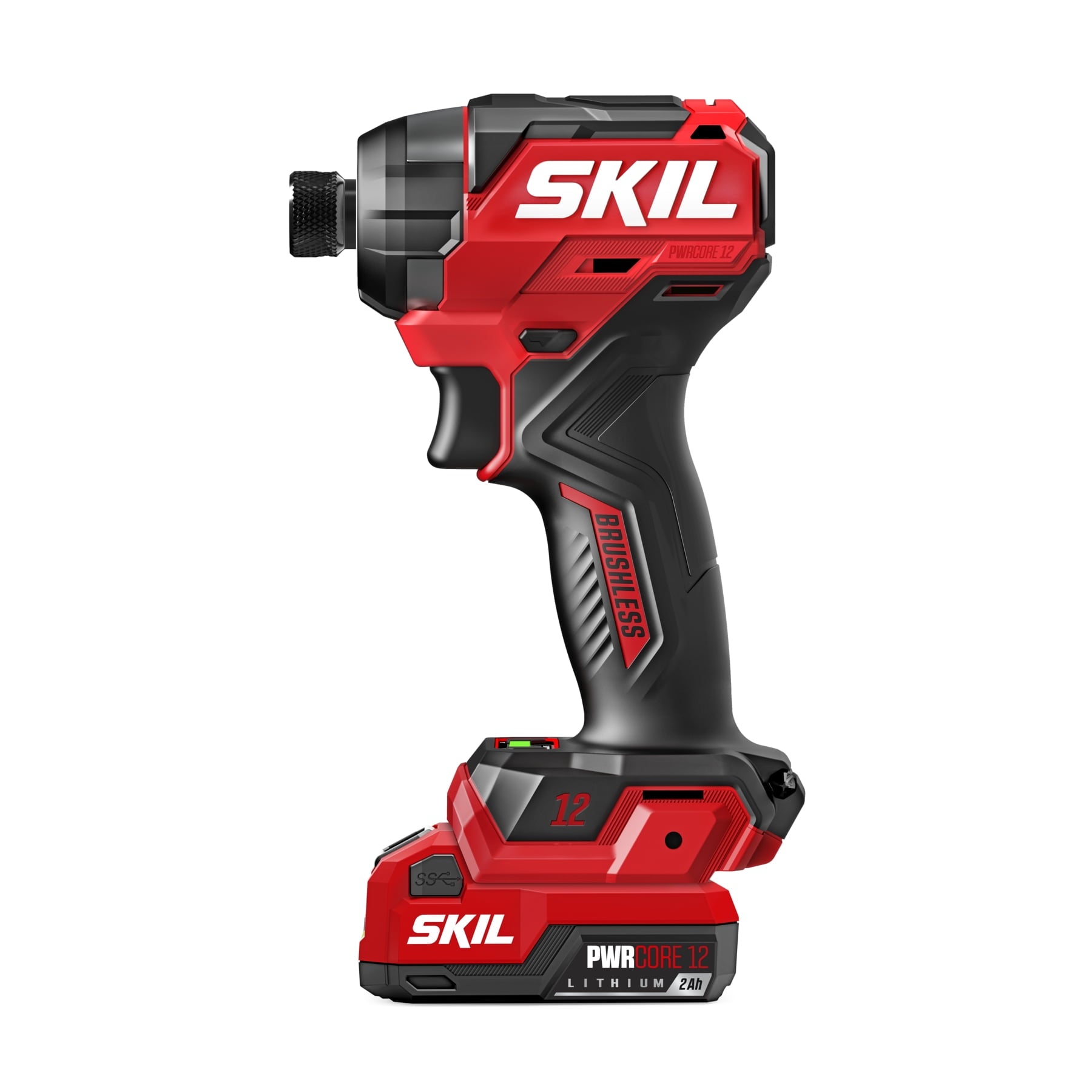 SKIL PWRCORE 12â„¢ Brushless 12V 1/4 In. Compact Impact Driver with 2.0Ah USB-C Battery and 20W PD Charger-ID6744A-11