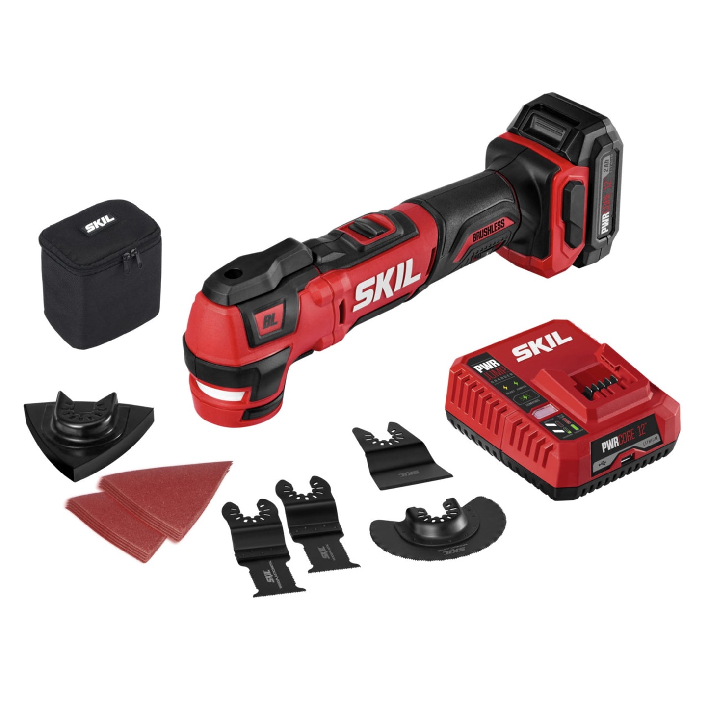 SKIL OS592702 PWR Core 12V Brushless Oscillating Multi Tool Kit with 2.0 Ah Battery and PWR Jump Charger 2 Amps
