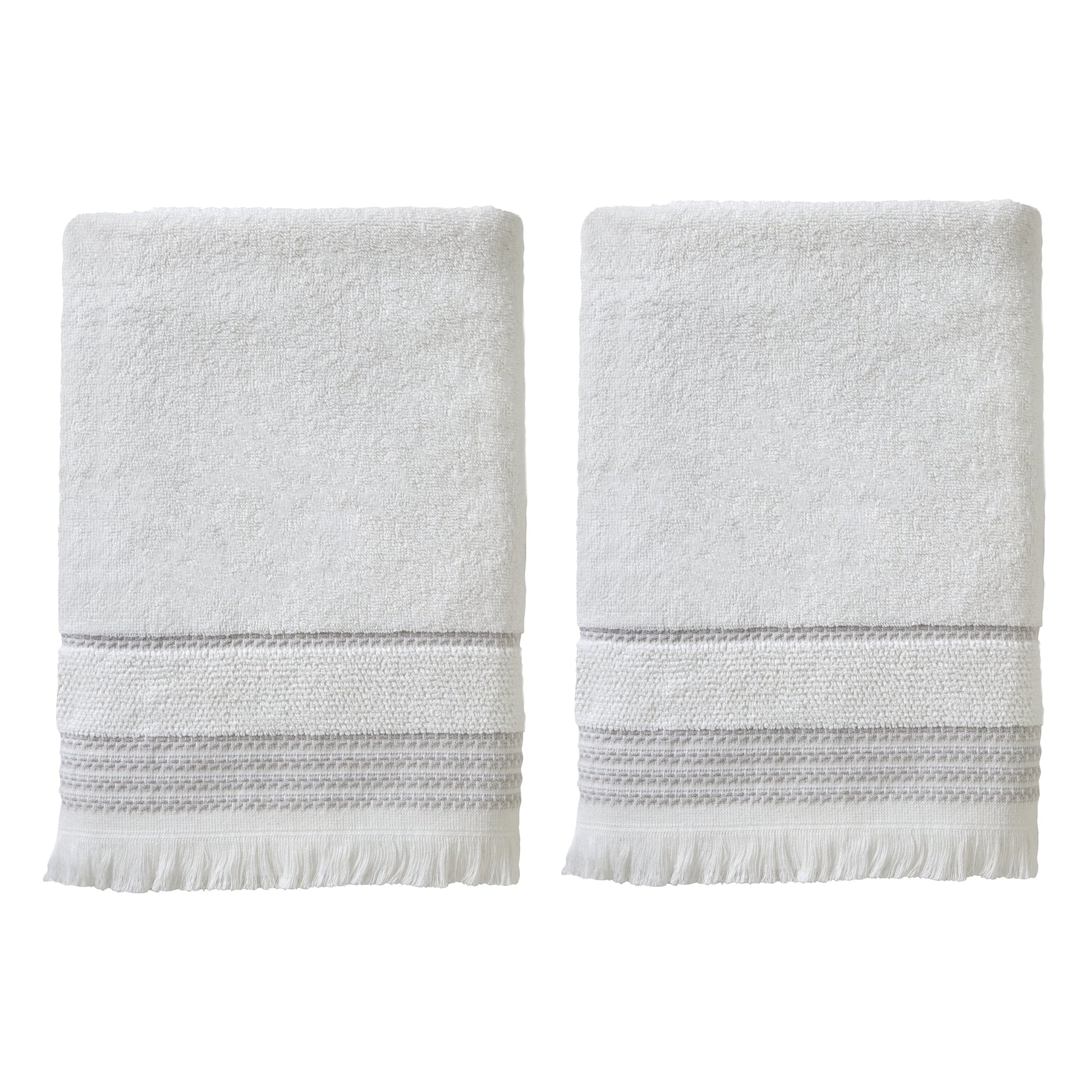SKL Home Casual Fringe 2 Piece Bath Towel Set