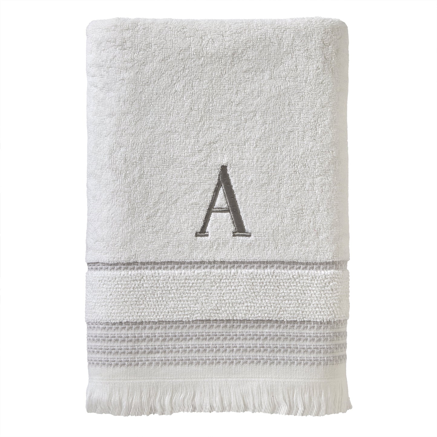 SKL Home Casual Monogram Bath Towel, "A", White