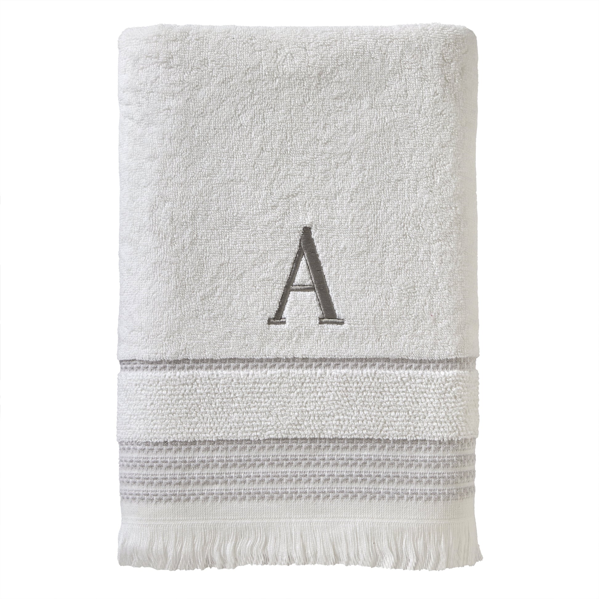 SKL Home Casual Monogram Bath Towel, "A", White