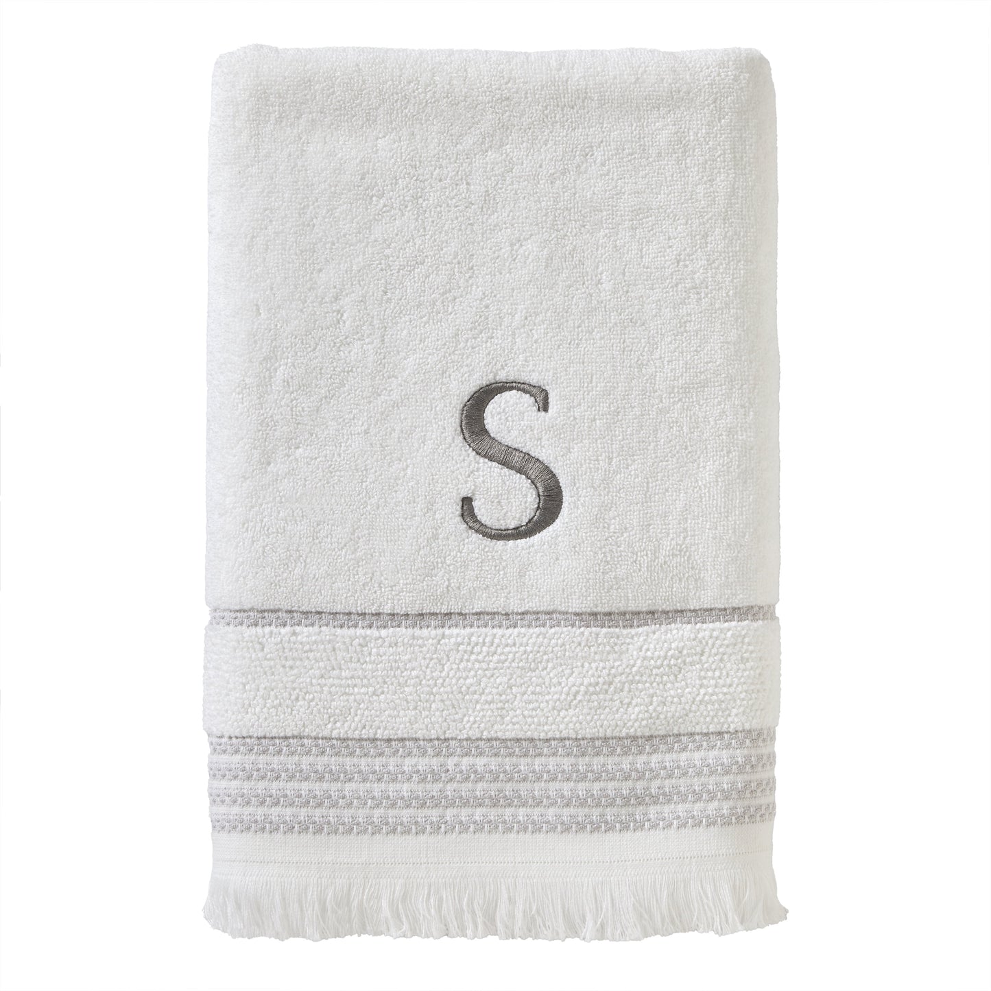 SKL Home Casual Monogram Bath Towel, "S", White