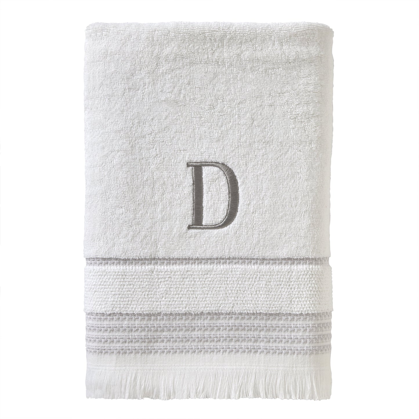 SKL Home Monogram Cotton Bath Towel, "D", White