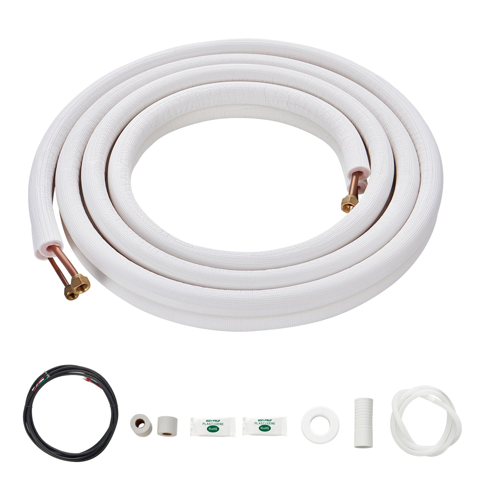 KFFKFF 1/4"x3/8"x16 ft Mini Split Cord Kit AC Copper Tubing with Connecting Cable