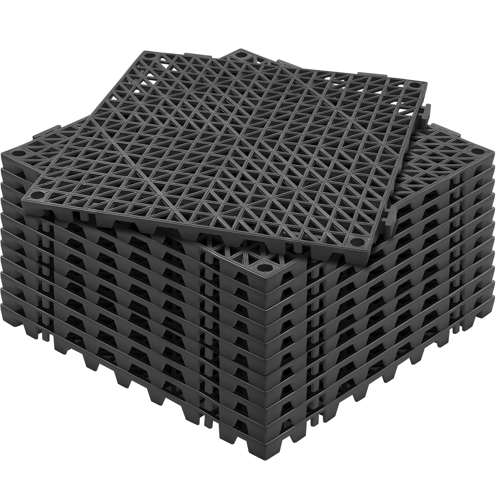 SKYSHALO 12" x 12" Gray PVC Interlocking Floor Mats, 12 Piece