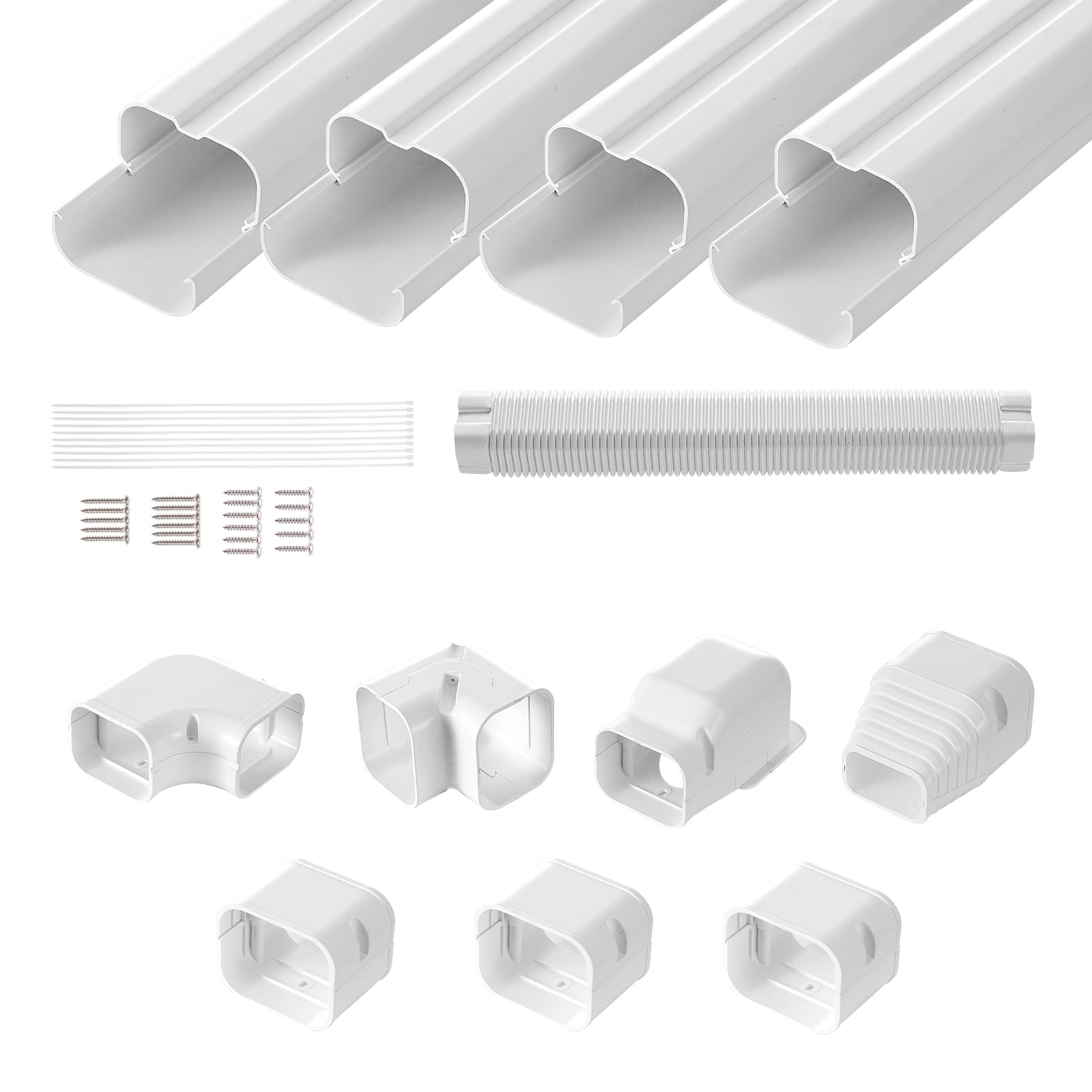 KFFKFF 3" W 15.8Ft Line Set Cover Kit For Mini Split/Central Air Conditioner PVC